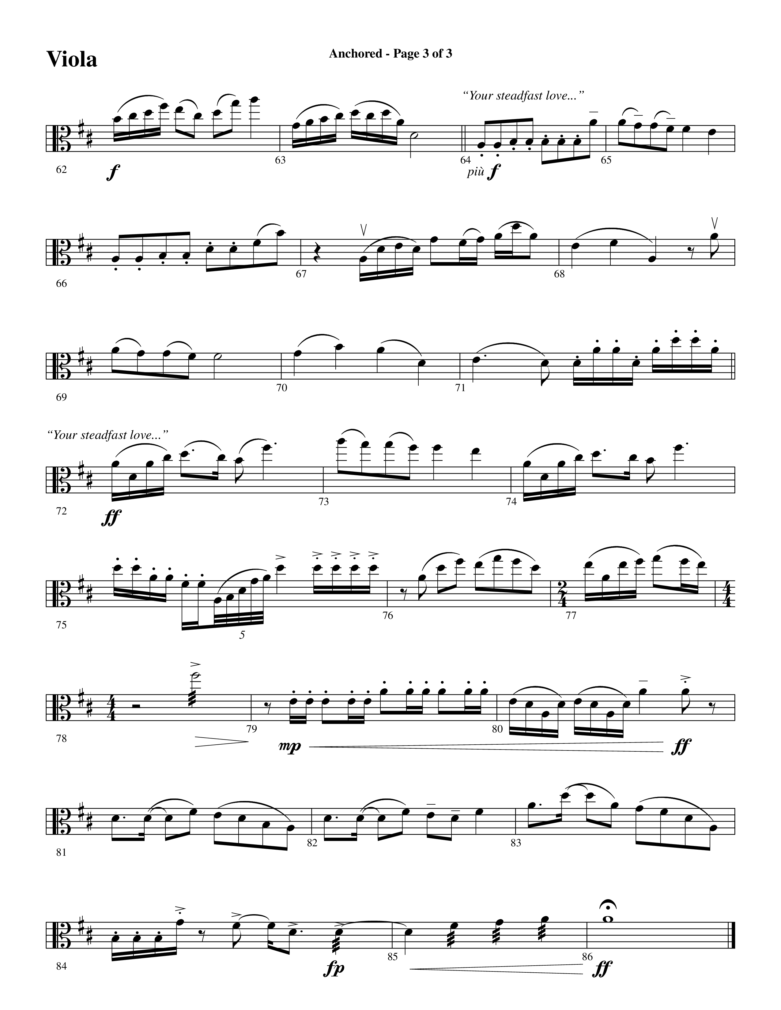 Anchored (Choral Anthem SATB) Viola (Word Music Choral / Arr. Joshua Spacht)