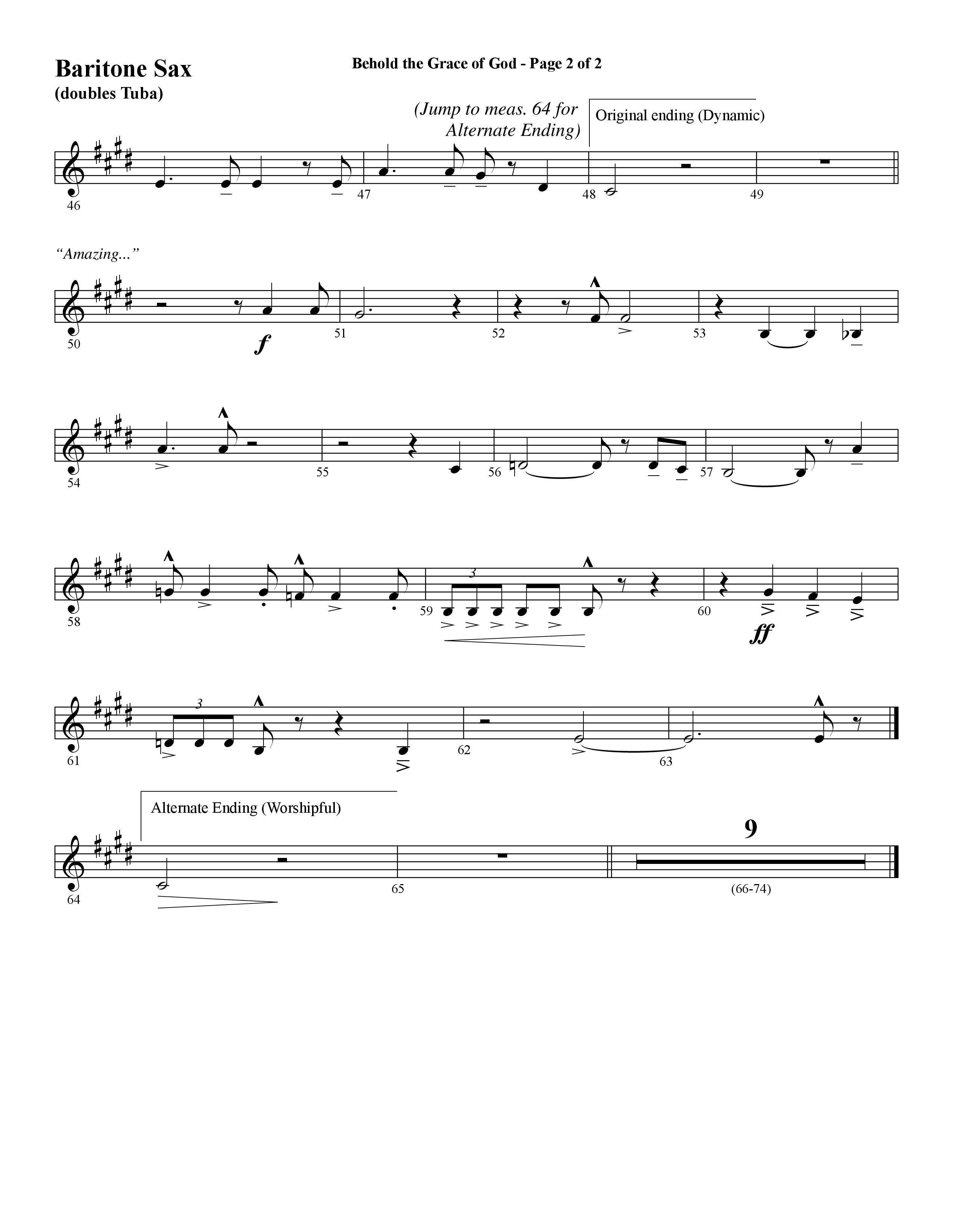 Behold The Grace Of God (Choral Anthem SATB) Bari Sax (Word Music Choral / Arr. J. Daniel Smith)