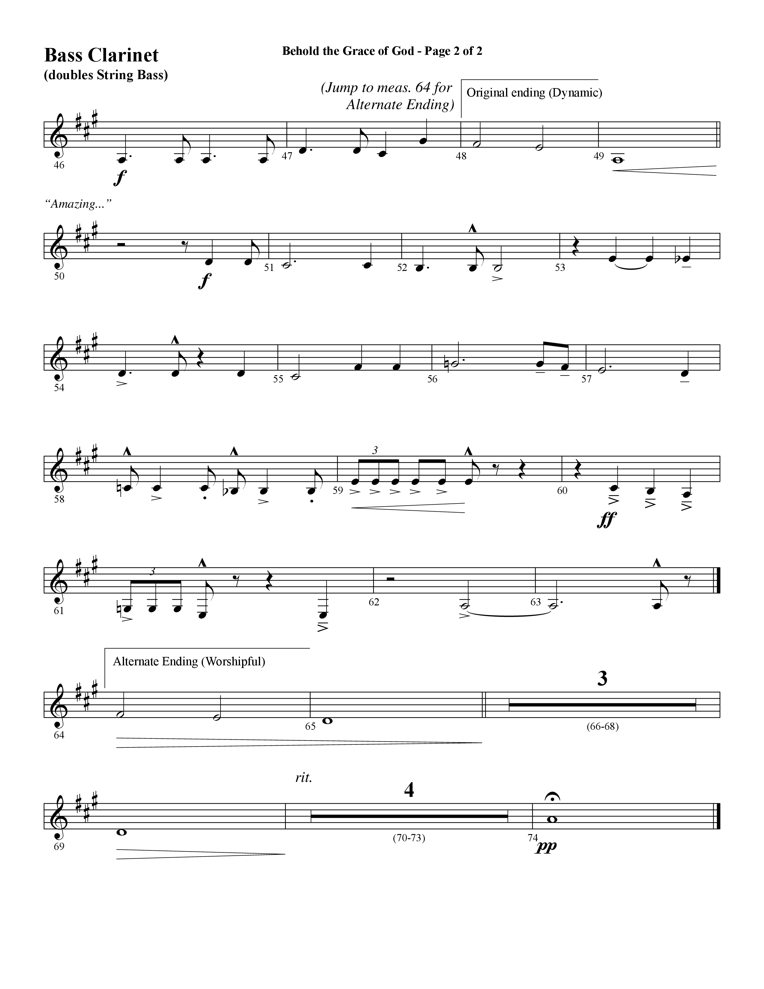 Behold The Grace Of God (Choral Anthem SATB) Bass Clarinet (Word Music Choral / Arr. J. Daniel Smith)