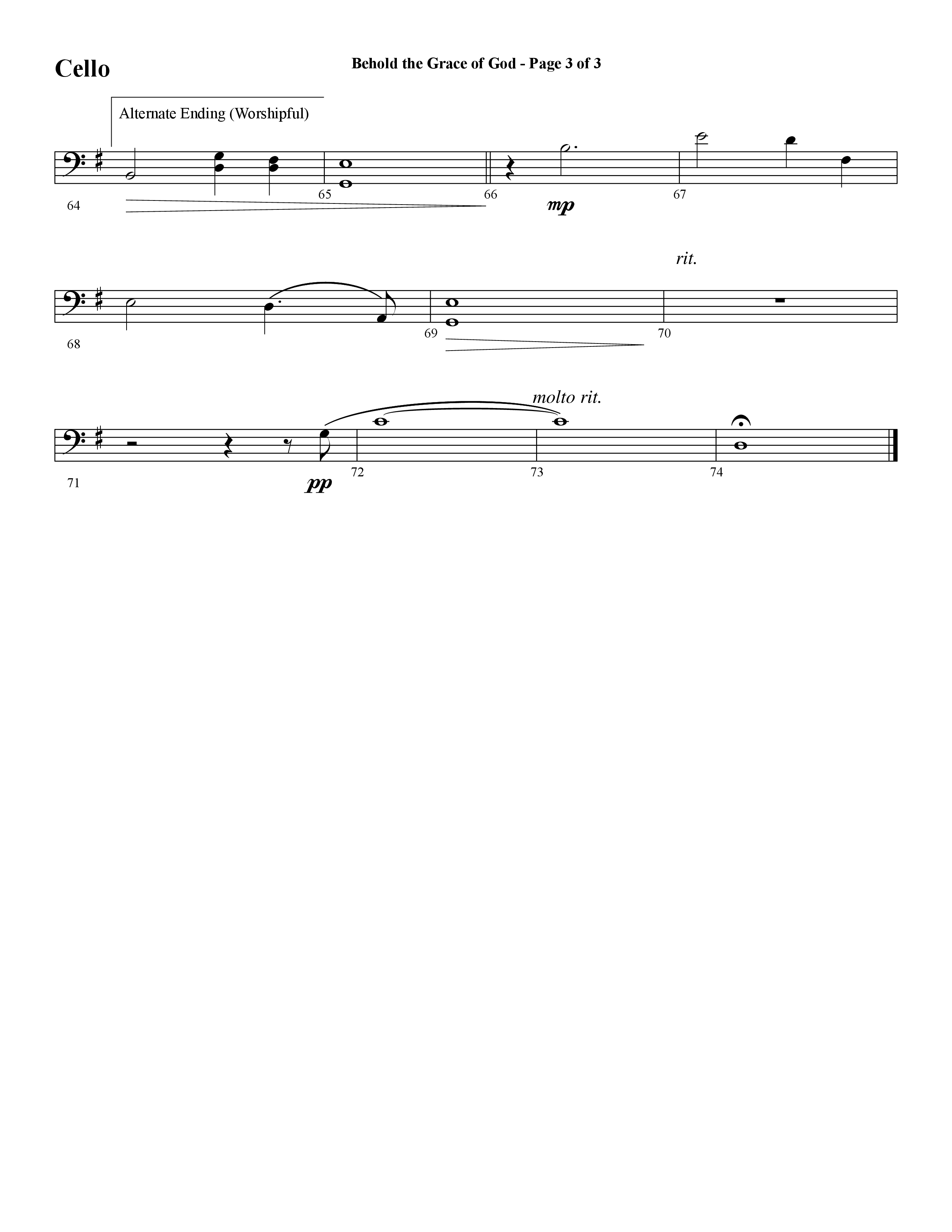 Behold The Grace Of God (Choral Anthem SATB) Cello (Word Music Choral / Arr. J. Daniel Smith)