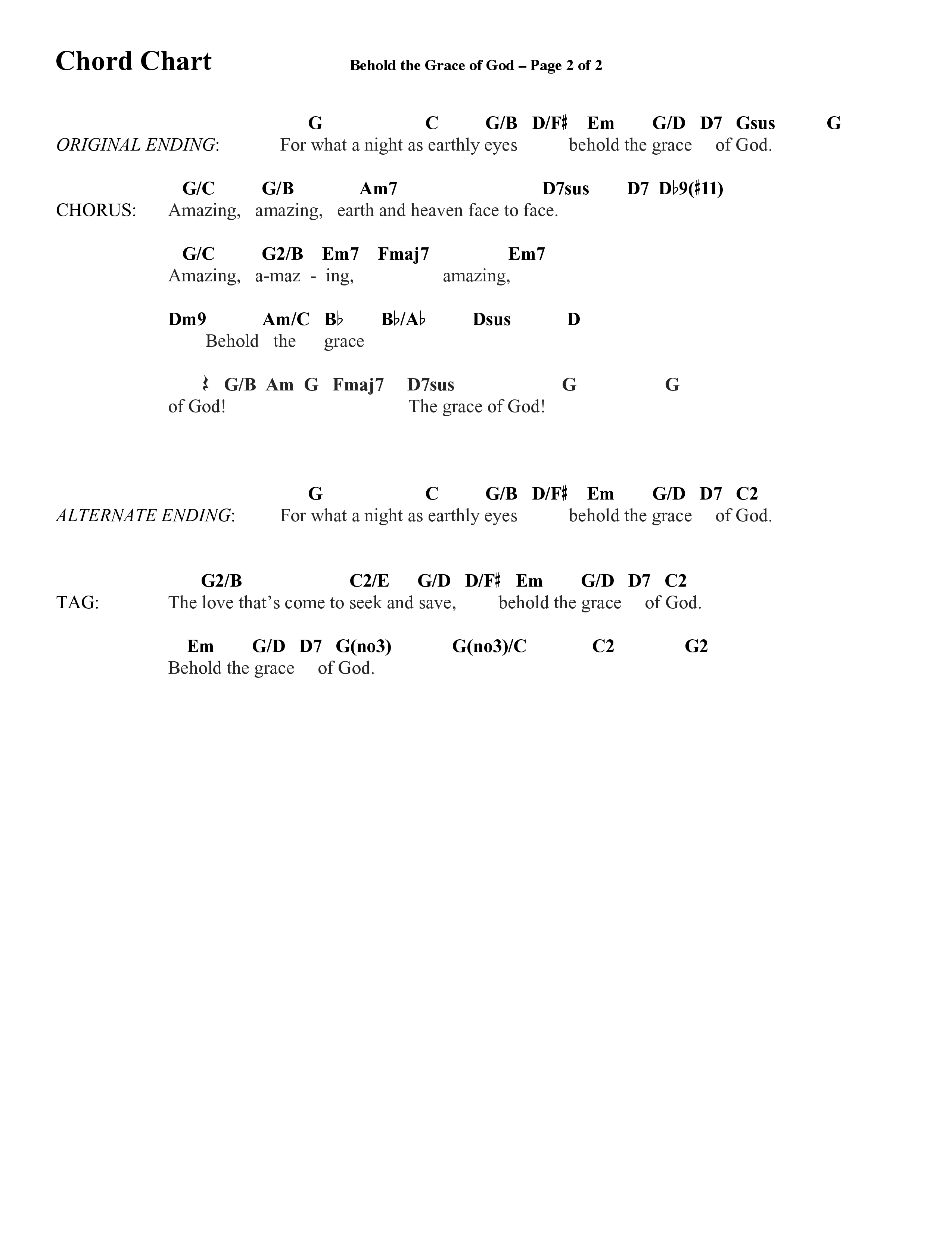 Behold The Grace Of God (Choral Anthem SATB) Chord Chart (Word Music Choral / Arr. J. Daniel Smith)