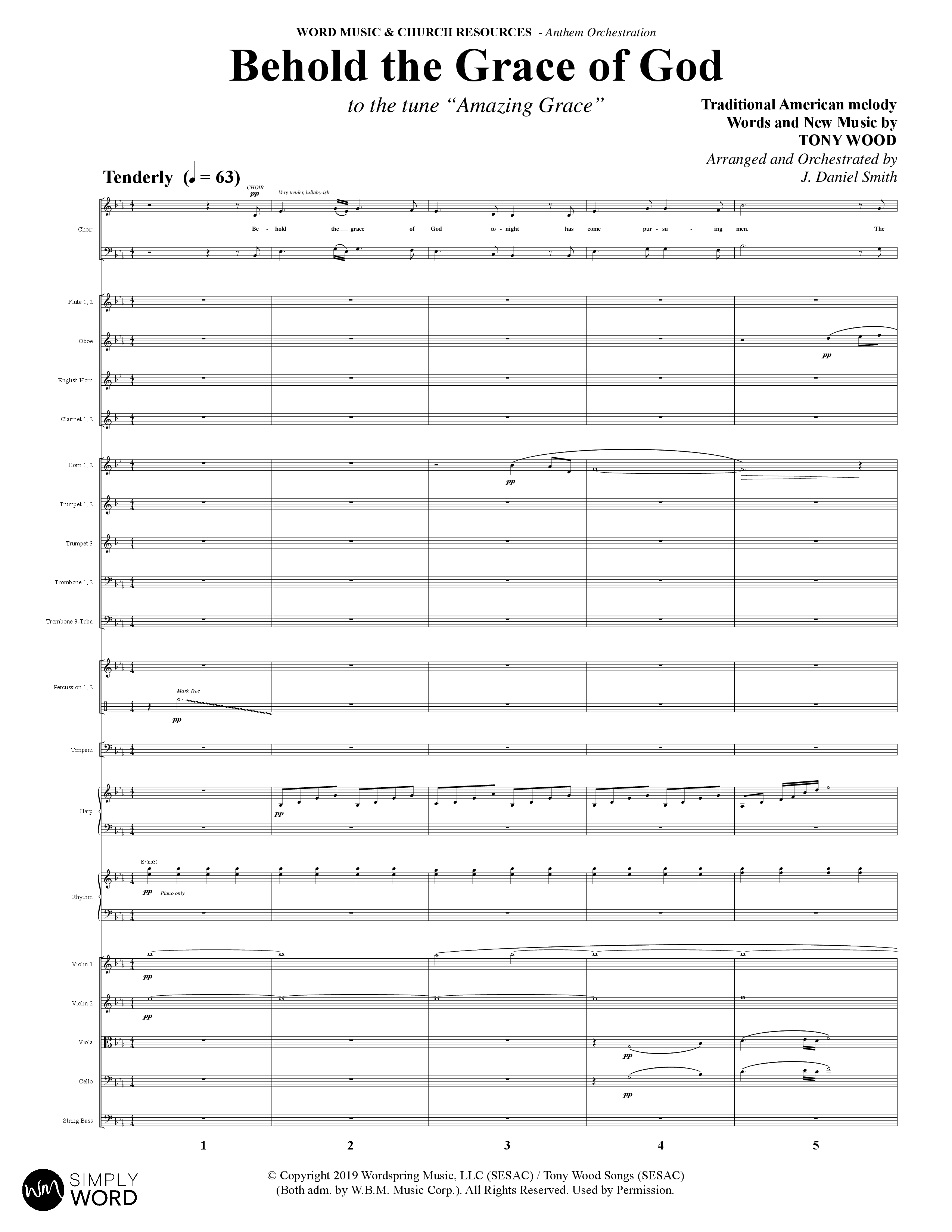 Behold The Grace Of God (Choral Anthem SATB) Orchestration (Word Music Choral / Arr. J. Daniel Smith)