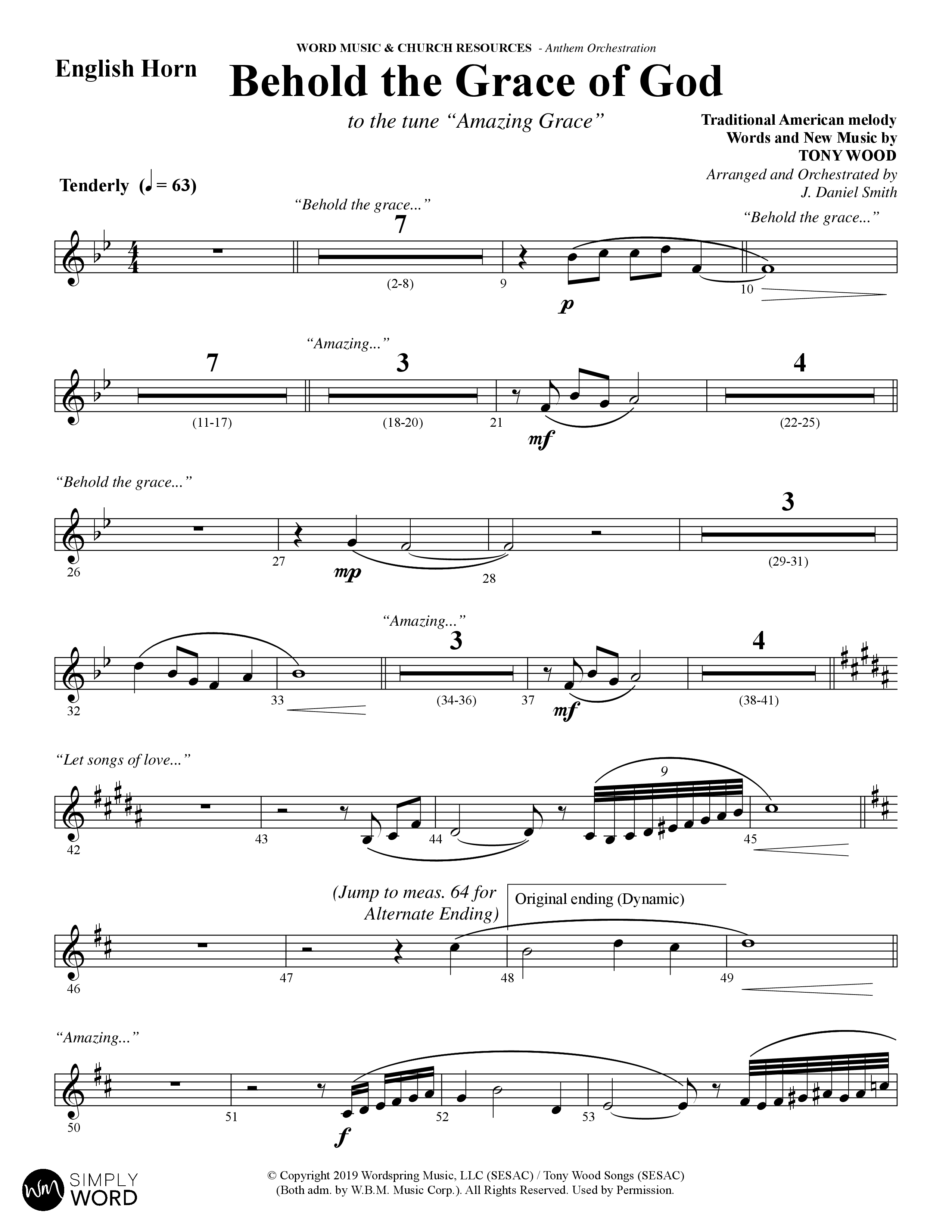 Behold The Grace Of God (Choral Anthem SATB) English Horn (Word Music Choral / Arr. J. Daniel Smith)