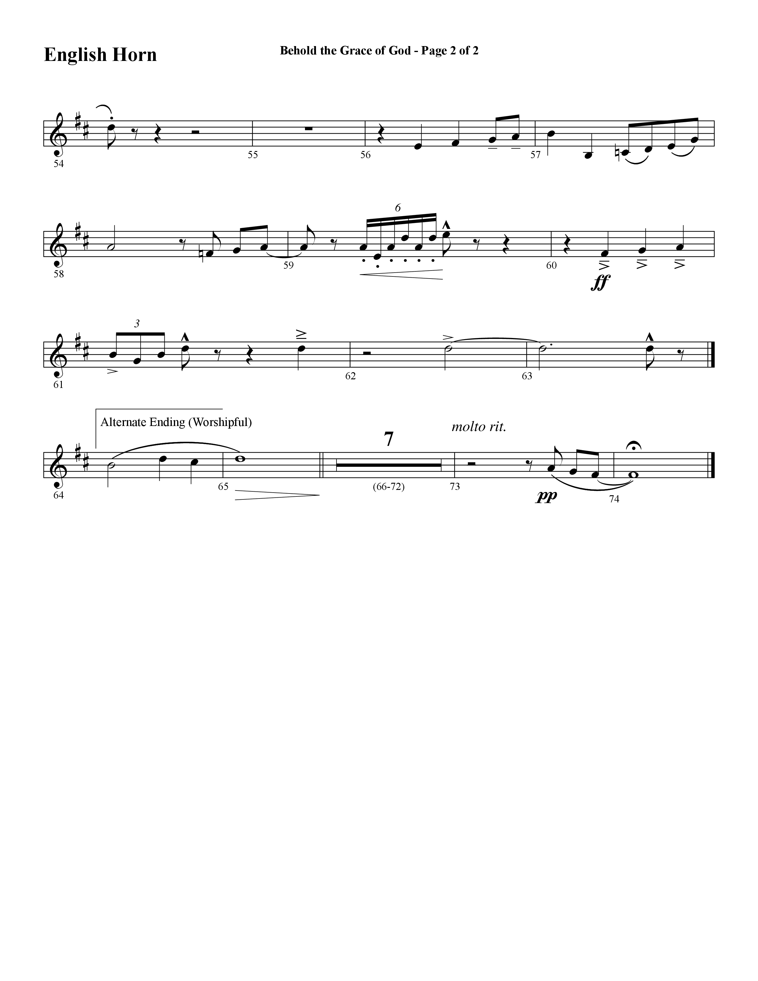 Behold The Grace Of God (Choral Anthem SATB) English Horn (Word Music Choral / Arr. J. Daniel Smith)