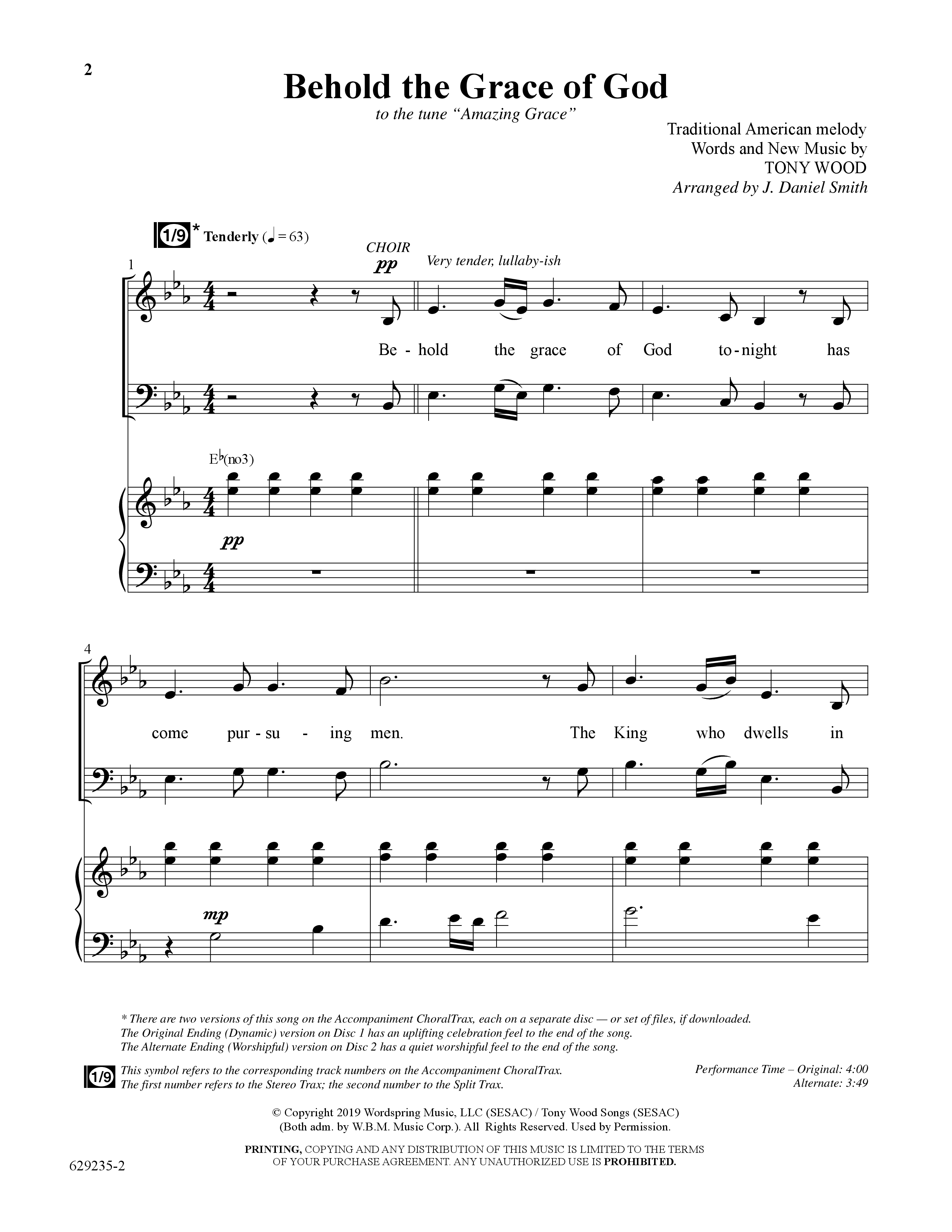 Behold The Grace Of God (Choral Anthem SATB) Anthem (SATB/Piano) (Word Music Choral / Arr. J. Daniel Smith)