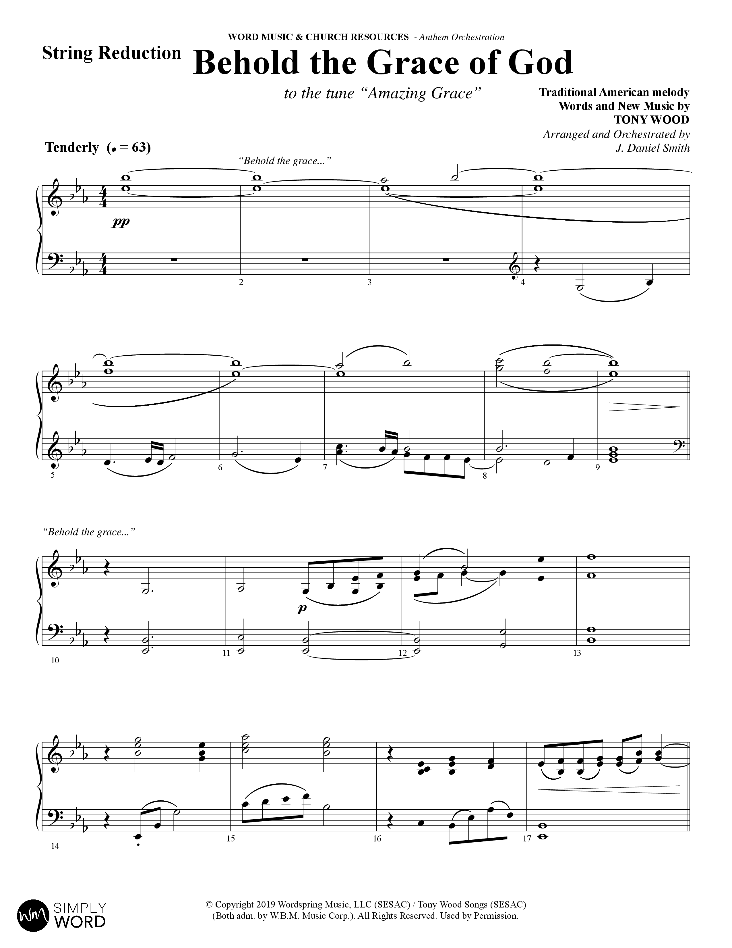 Behold The Grace Of God (Choral Anthem SATB) String Reduction (Word Music Choral / Arr. J. Daniel Smith)