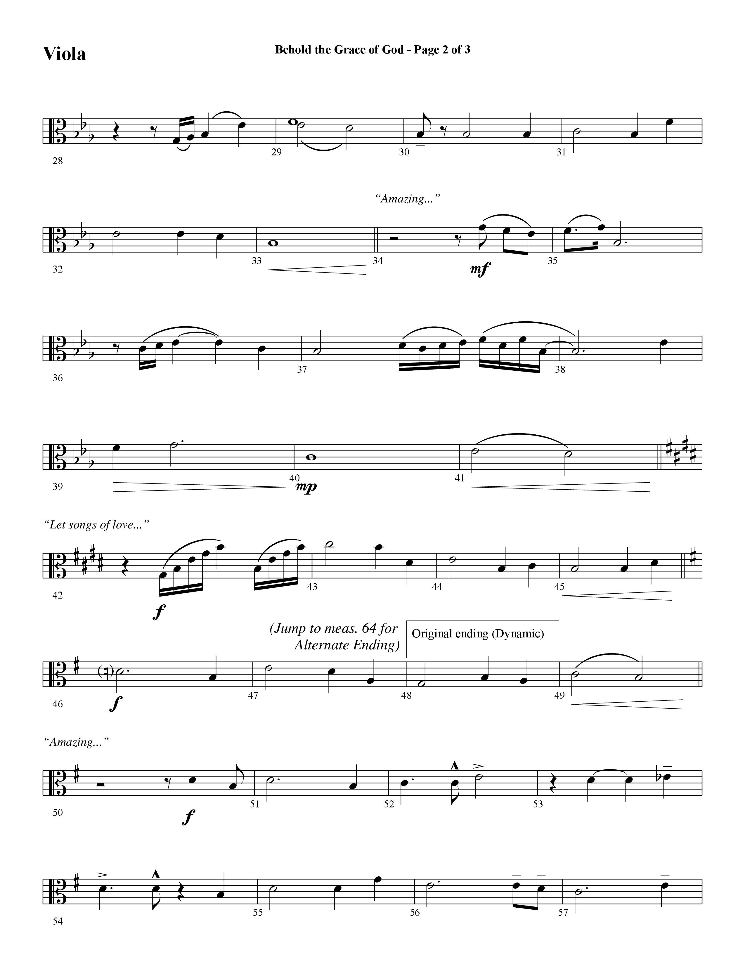 Behold The Grace Of God (Choral Anthem SATB) Viola (Word Music Choral / Arr. J. Daniel Smith)