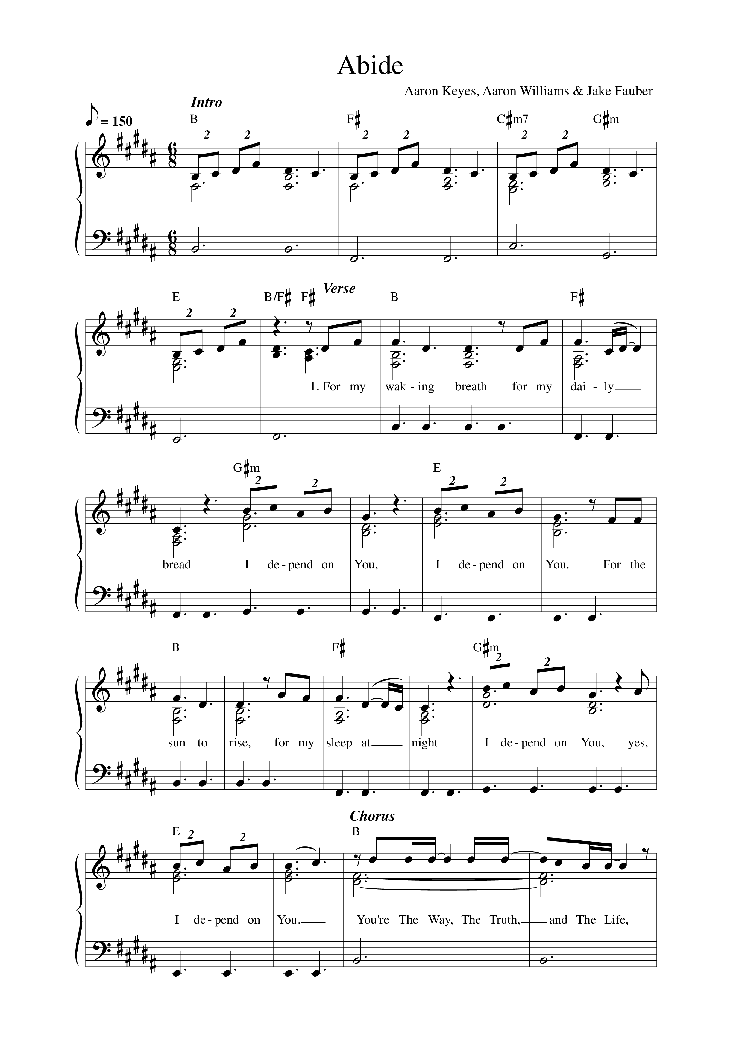 Abide Lead Sheet Melody (Aaron Williams / Jon Reddick)