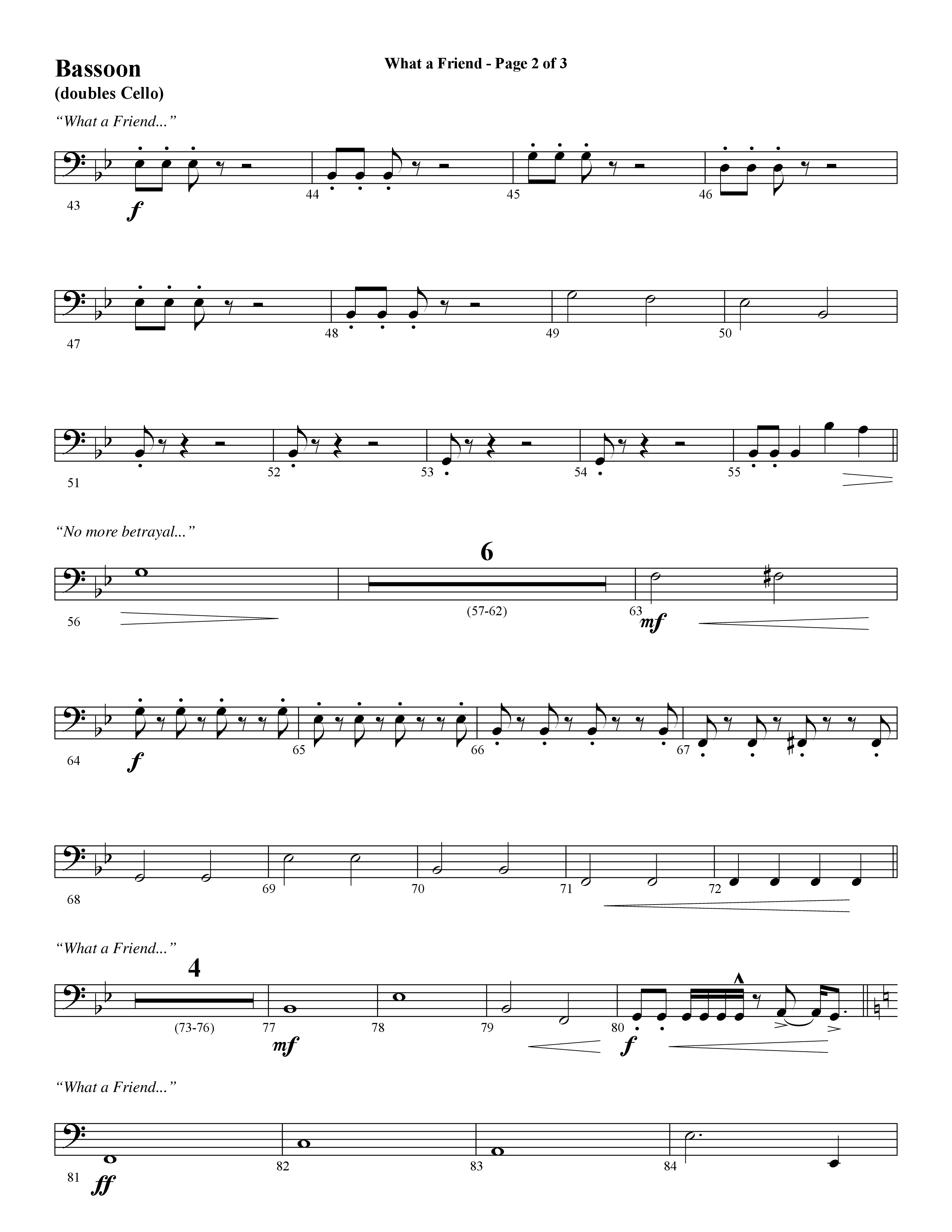 What A Friend (Choral Anthem SATB) Bassoon (Word Music Choral / Arr. Daniel Semsen)