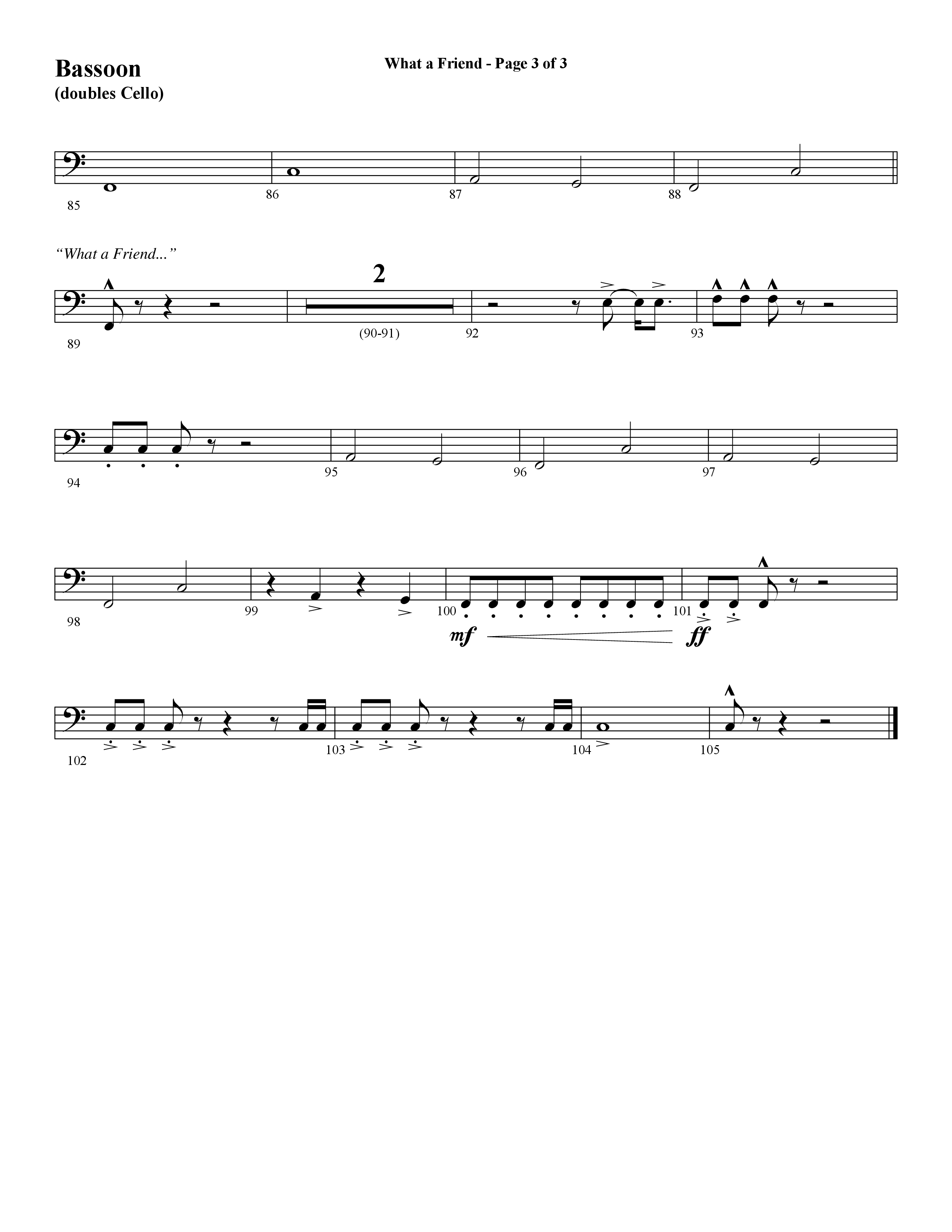 What A Friend (Choral Anthem SATB) Bassoon (Word Music Choral / Arr. Daniel Semsen)