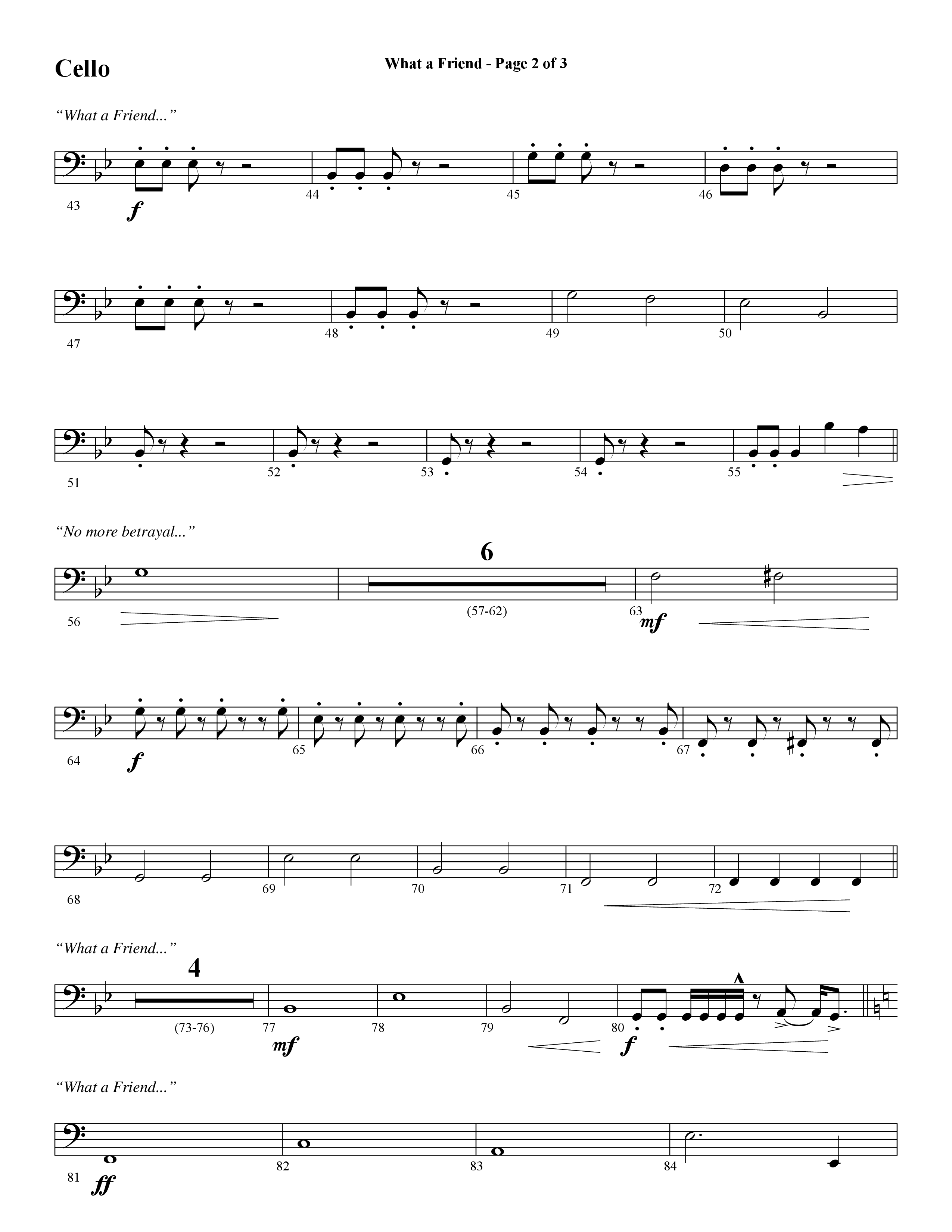 What A Friend (Choral Anthem SATB) Cello (Word Music Choral / Arr. Daniel Semsen)