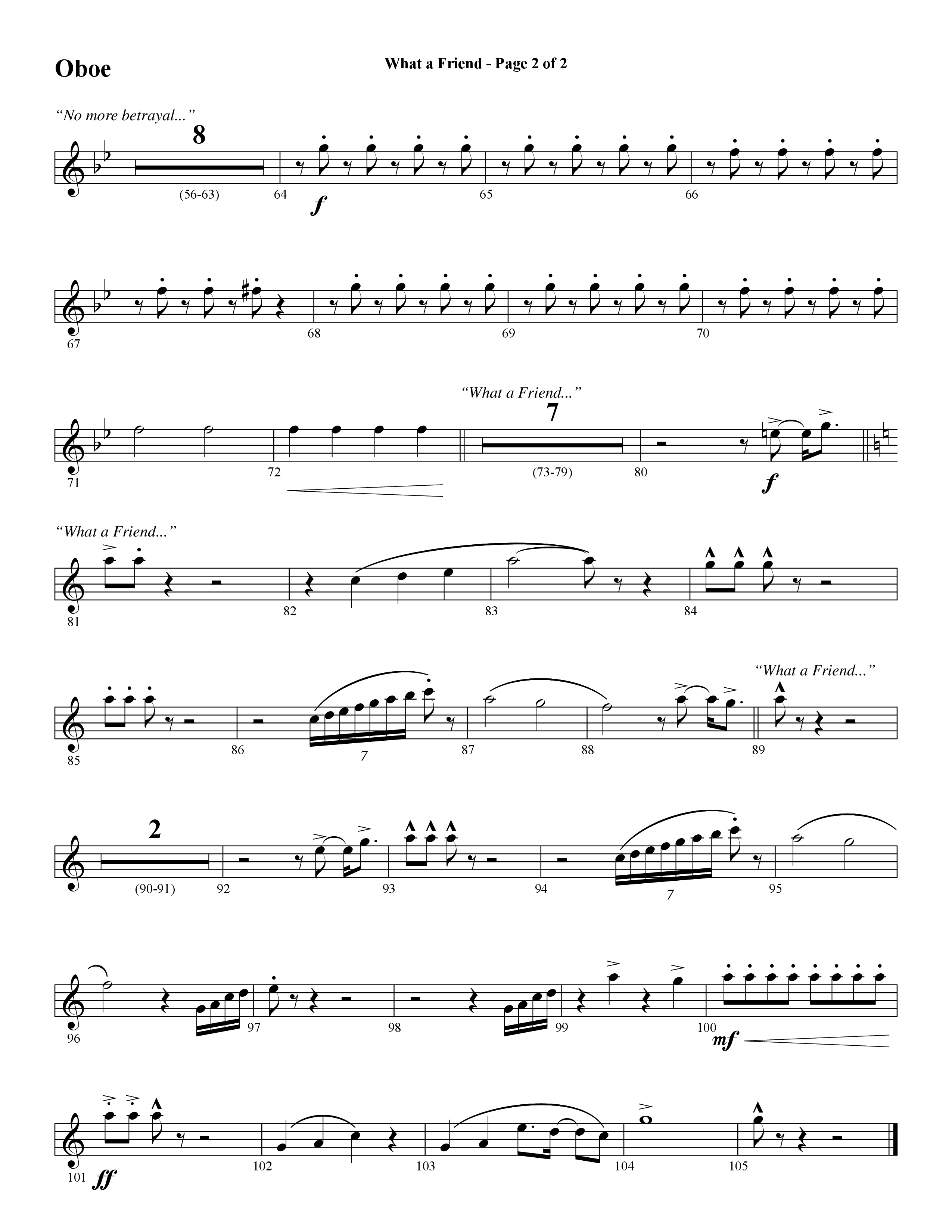 What A Friend (Choral Anthem SATB) Oboe (Word Music Choral / Arr. Daniel Semsen)