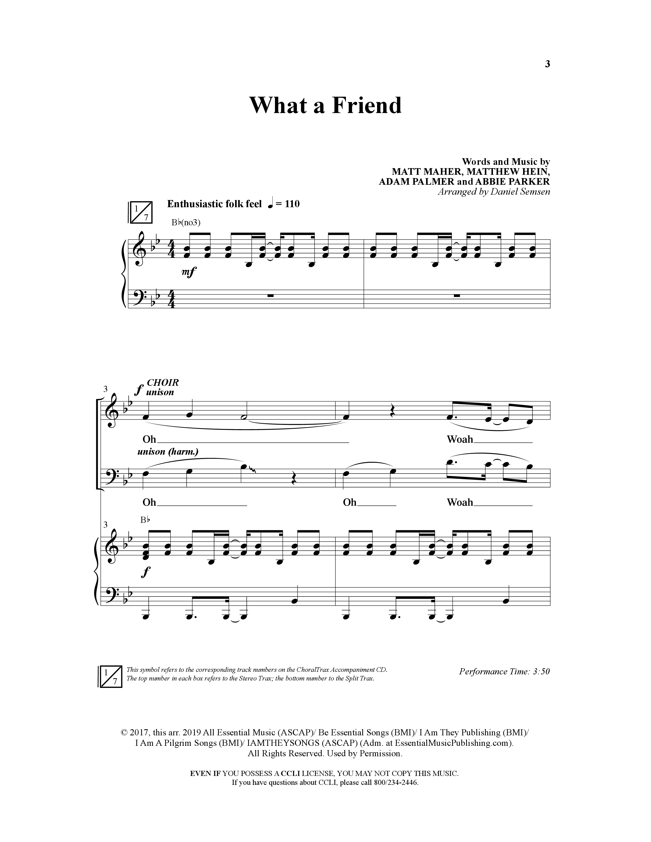 What A Friend (Choral Anthem SATB) Anthem (SATB/Piano) (Word Music Choral / Arr. Daniel Semsen)