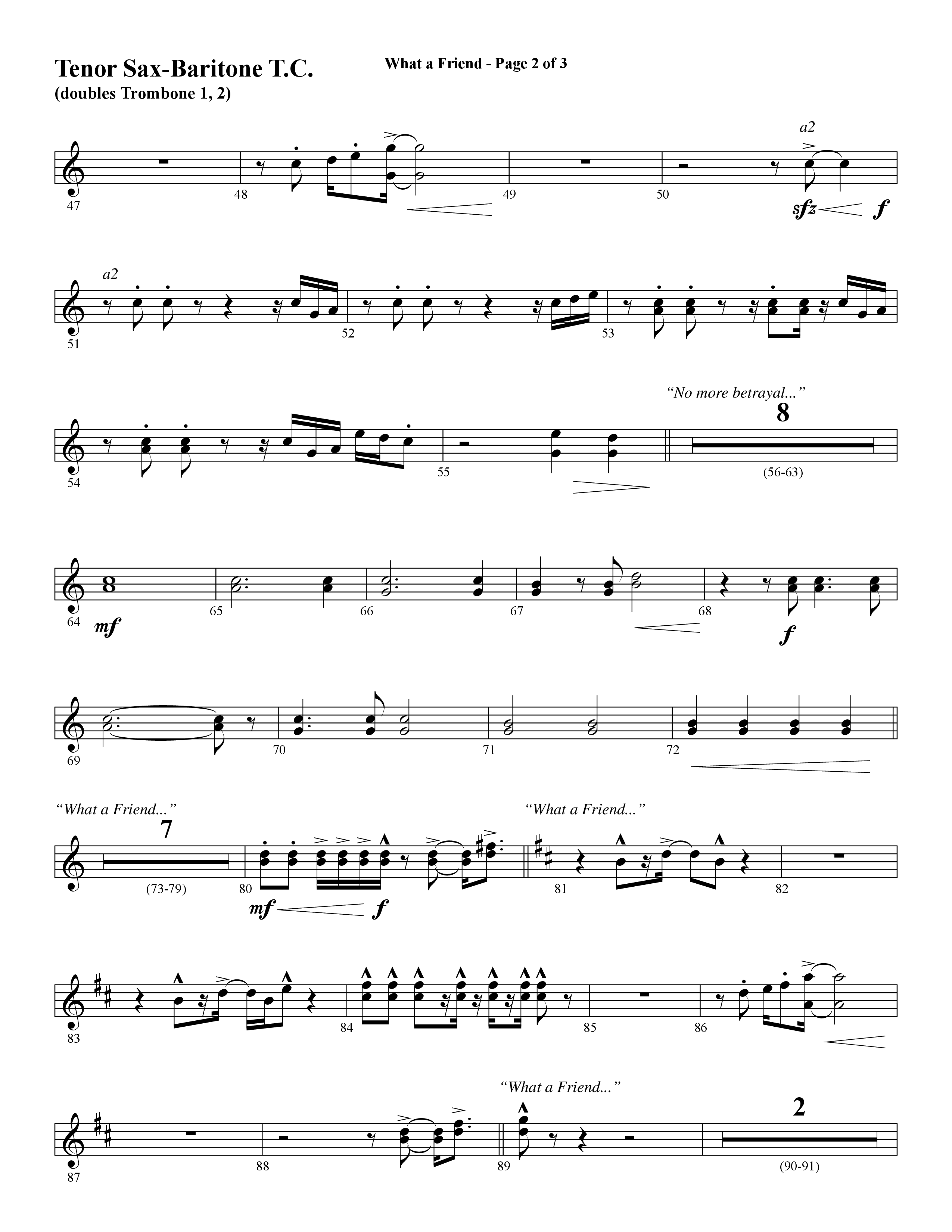 What A Friend (Choral Anthem SATB) Tenor Sax/Baritone T.C. (Word Music Choral / Arr. Daniel Semsen)