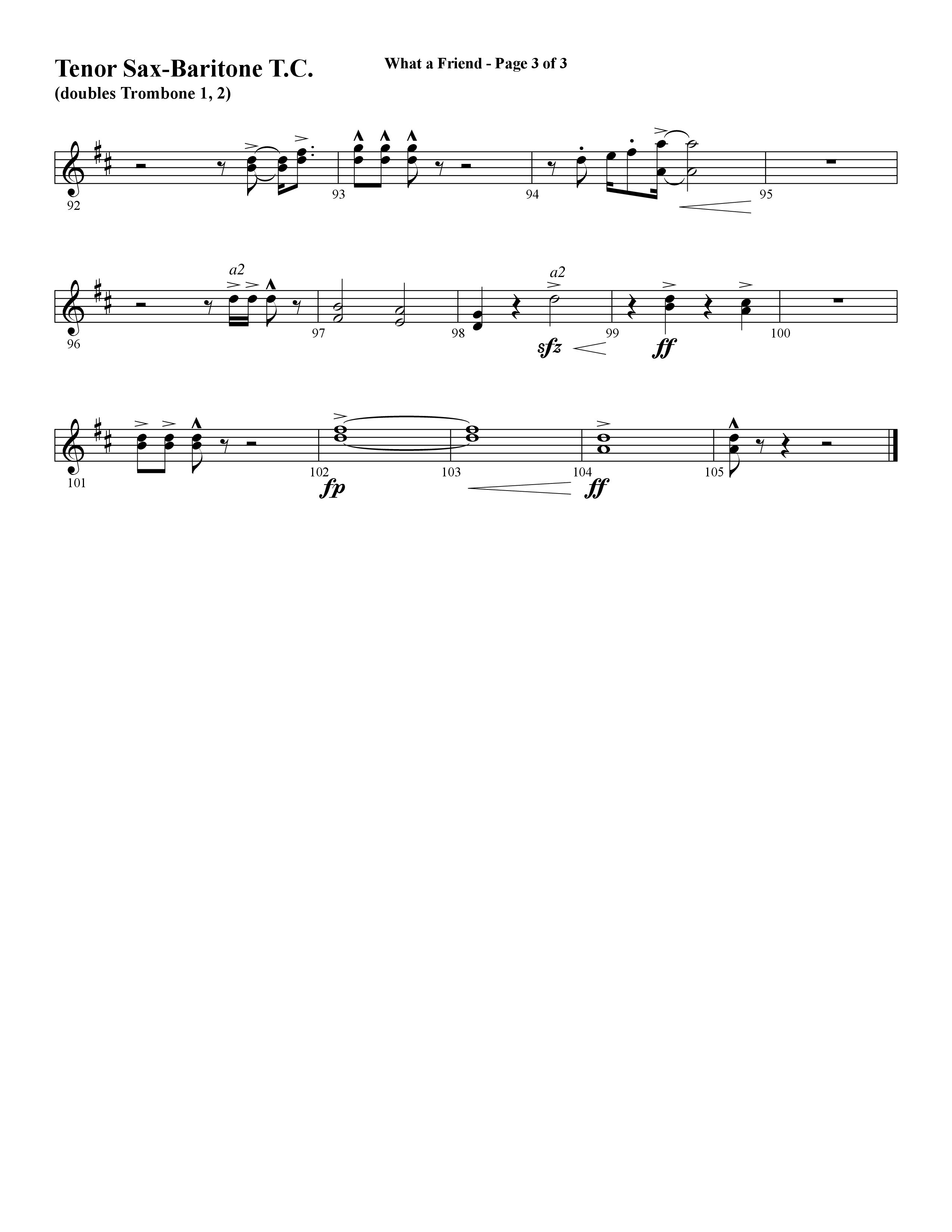 What A Friend (Choral Anthem SATB) Tenor Sax/Baritone T.C. (Word Music Choral / Arr. Daniel Semsen)