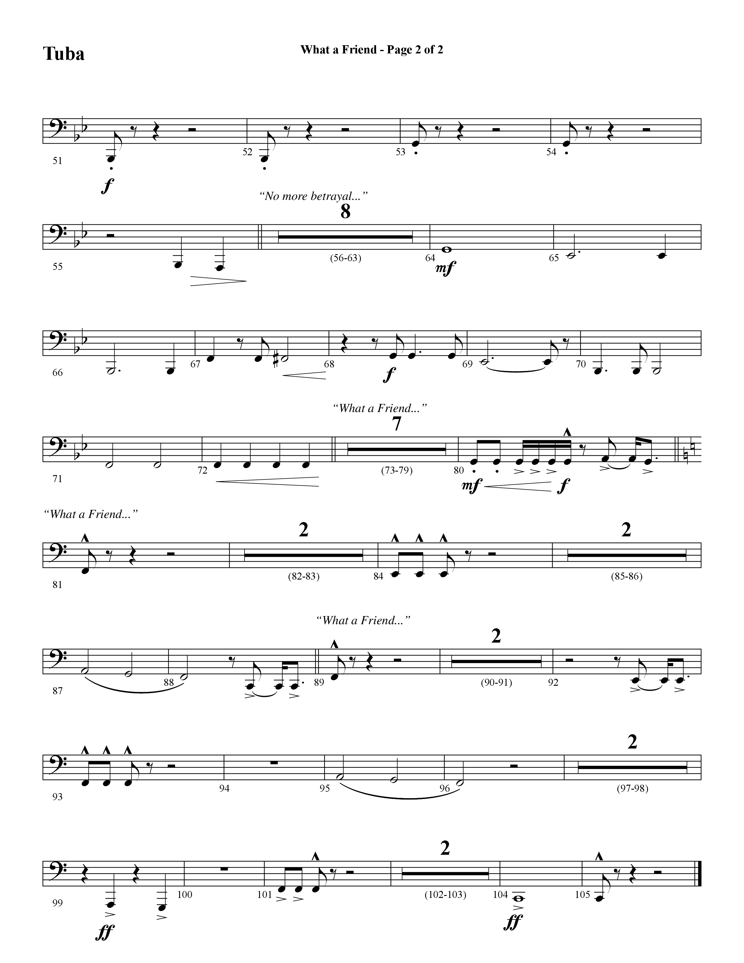 What A Friend (Choral Anthem SATB) Tuba (Word Music Choral / Arr. Daniel Semsen)