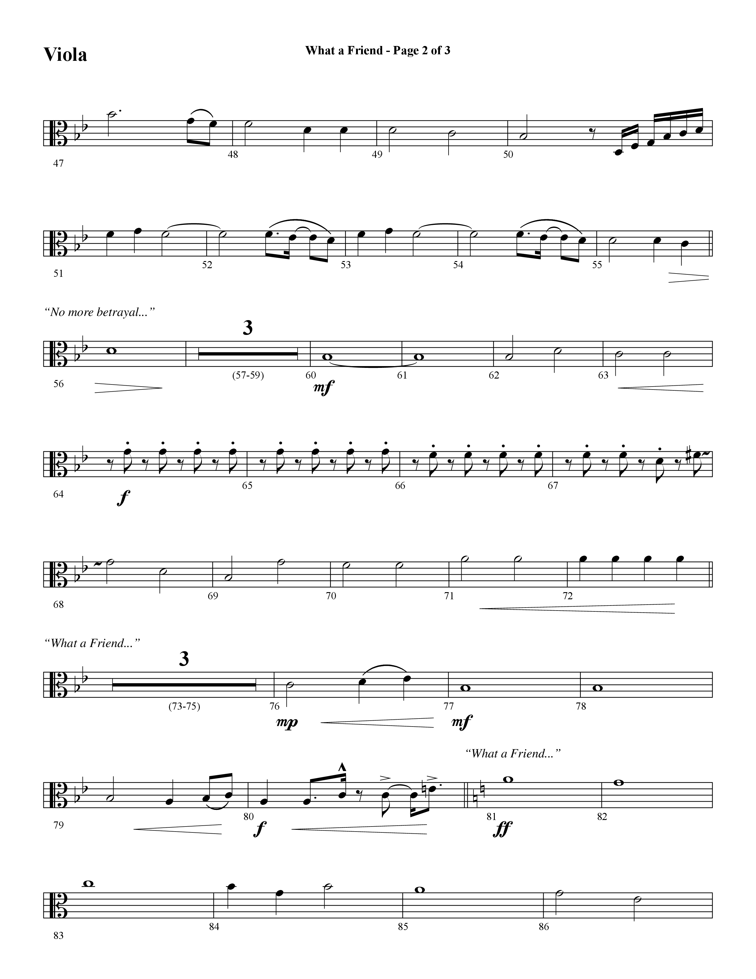 What A Friend (Choral Anthem SATB) Viola (Word Music Choral / Arr. Daniel Semsen)