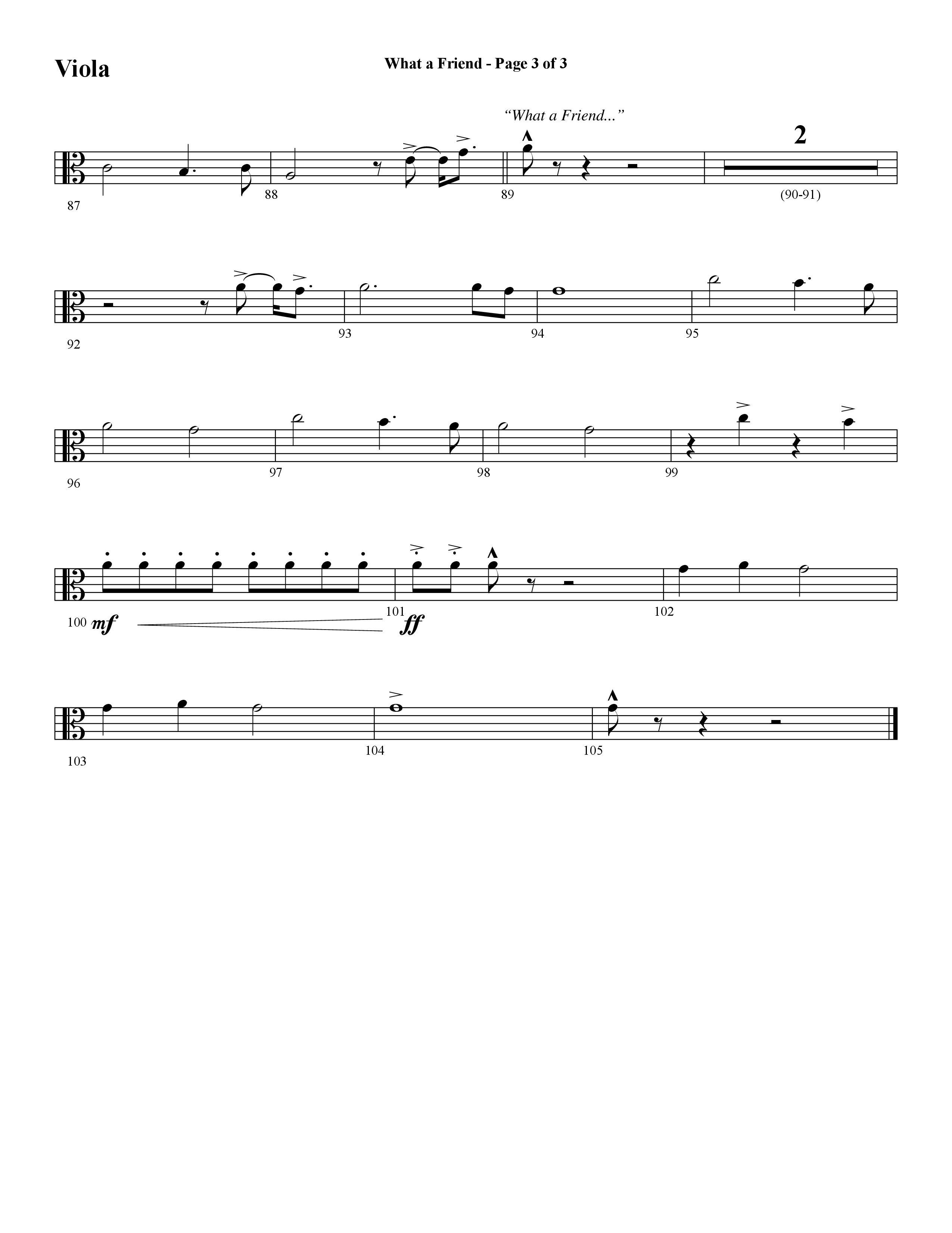 What A Friend (Choral Anthem SATB) Viola (Word Music Choral / Arr. Daniel Semsen)