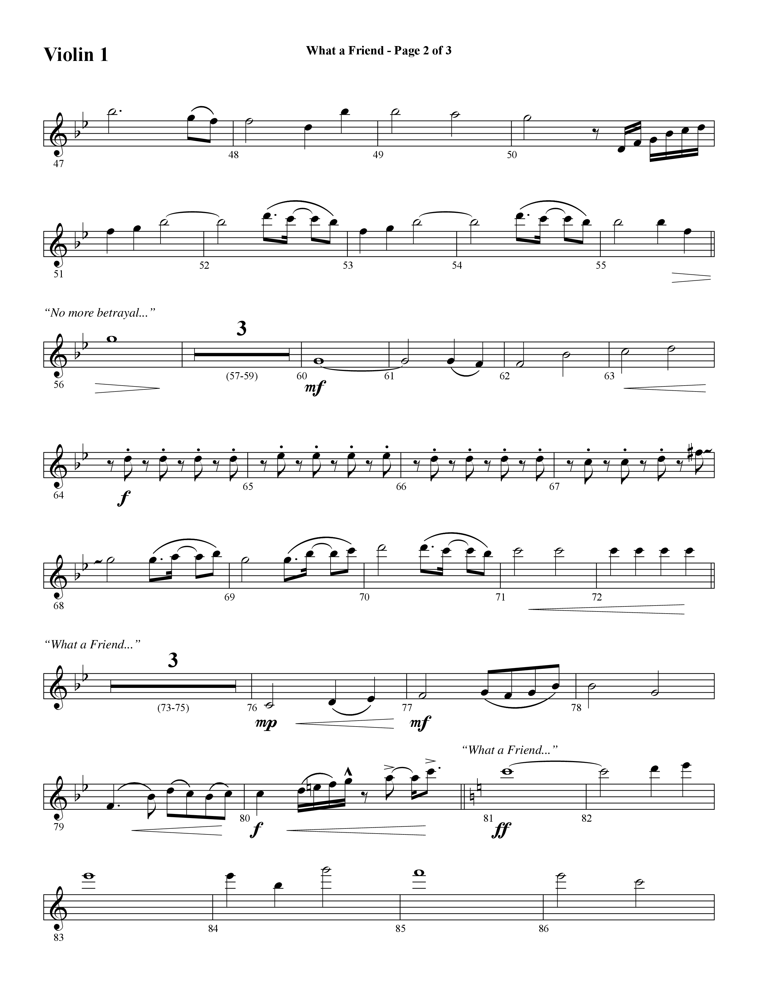 What A Friend (Choral Anthem SATB) Violin 1 (Word Music Choral / Arr. Daniel Semsen)
