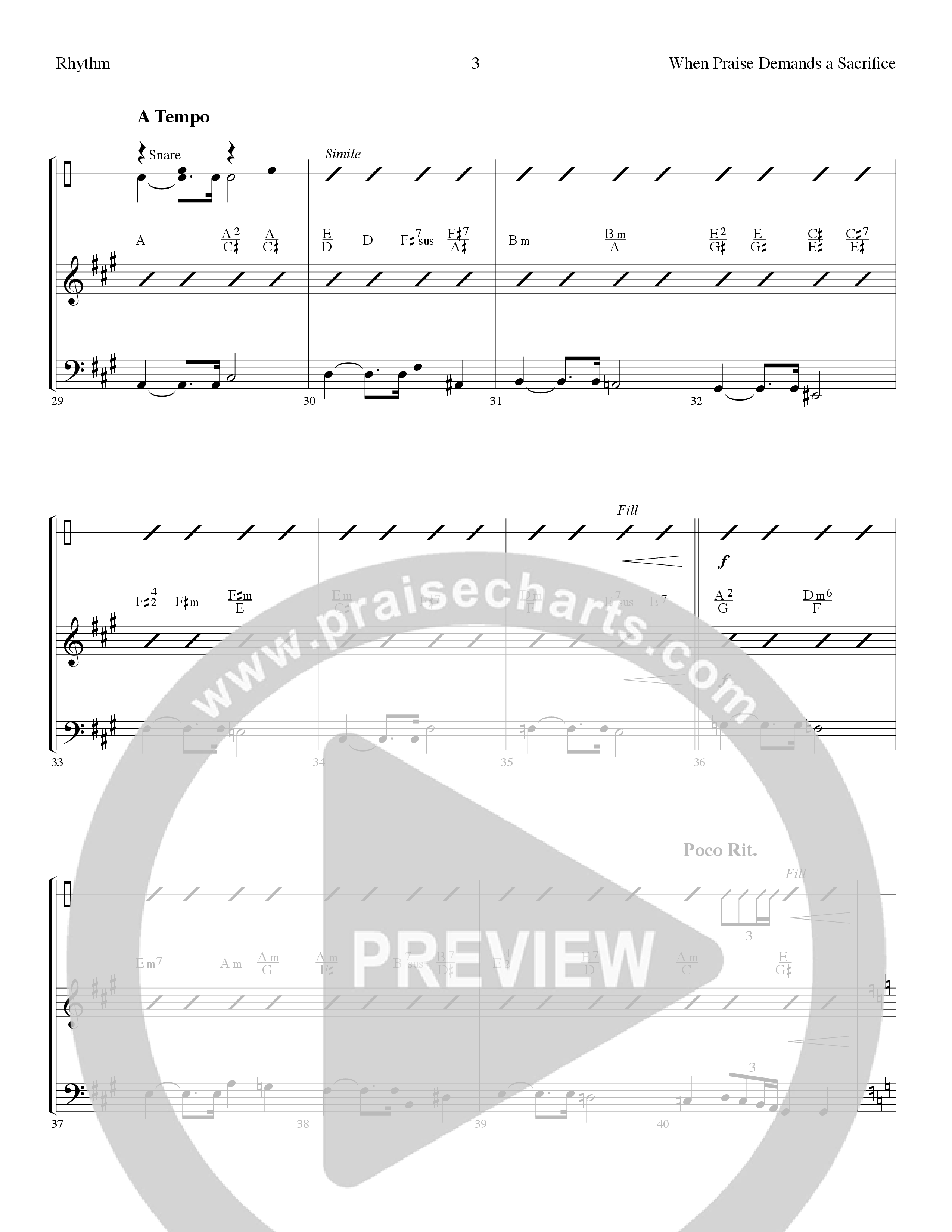 When Praise Demands A Sacrifice (Choral Anthem SATB) Rhythm Chart (Lillenas Choral / Arr. Camp Kirkland)