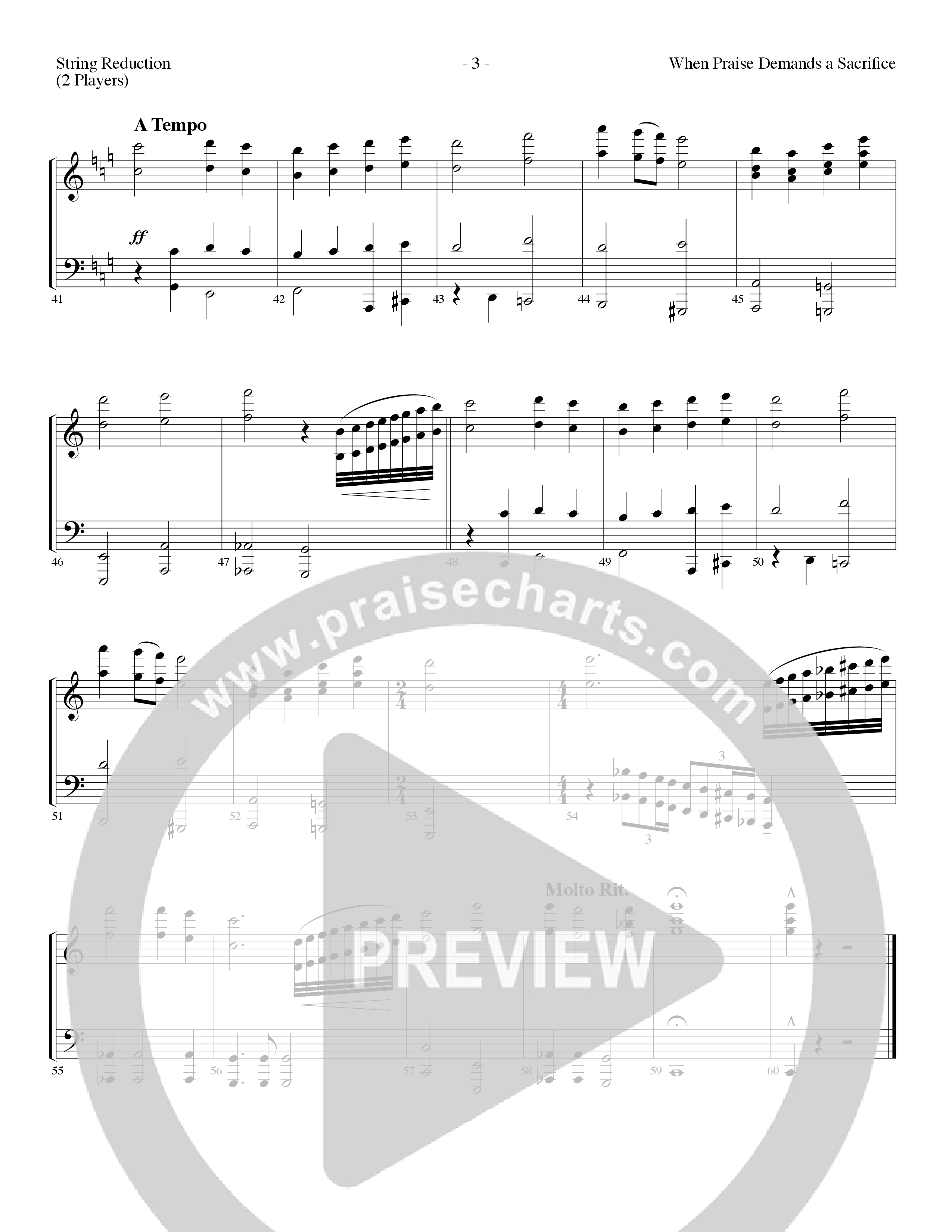 When Praise Demands A Sacrifice (Choral Anthem SATB) String Reduction (Lillenas Choral / Arr. Camp Kirkland)