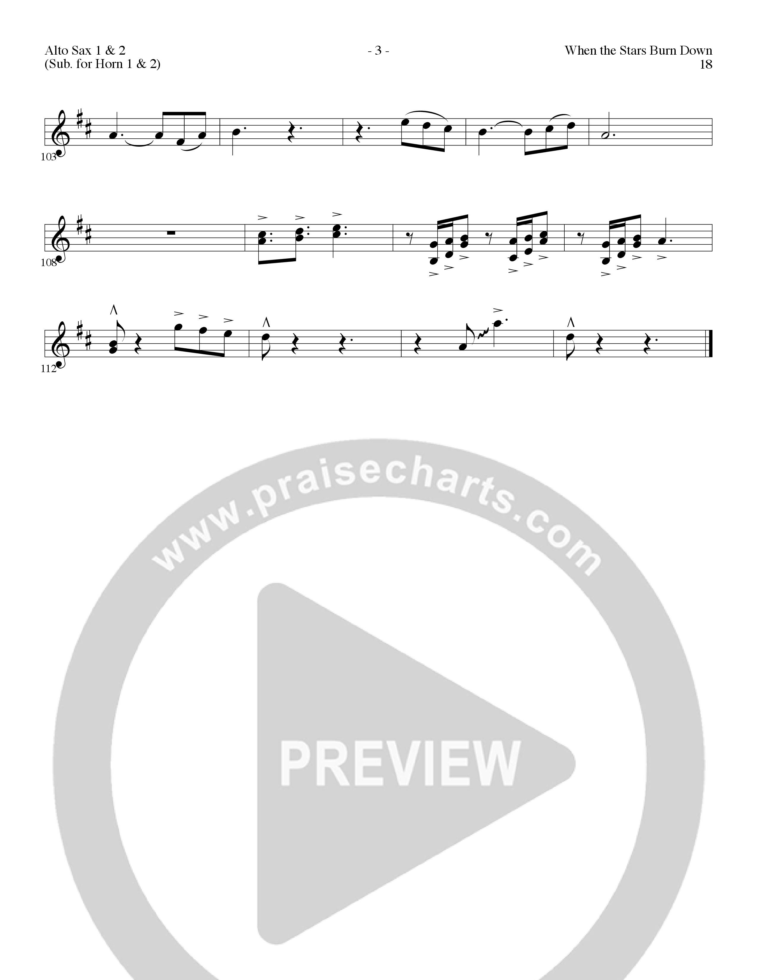 When The Stars Burn Down (Choral Anthem SATB) Alto Sax 1/2 (Lillenas Choral / Arr. Gary Rhodes)