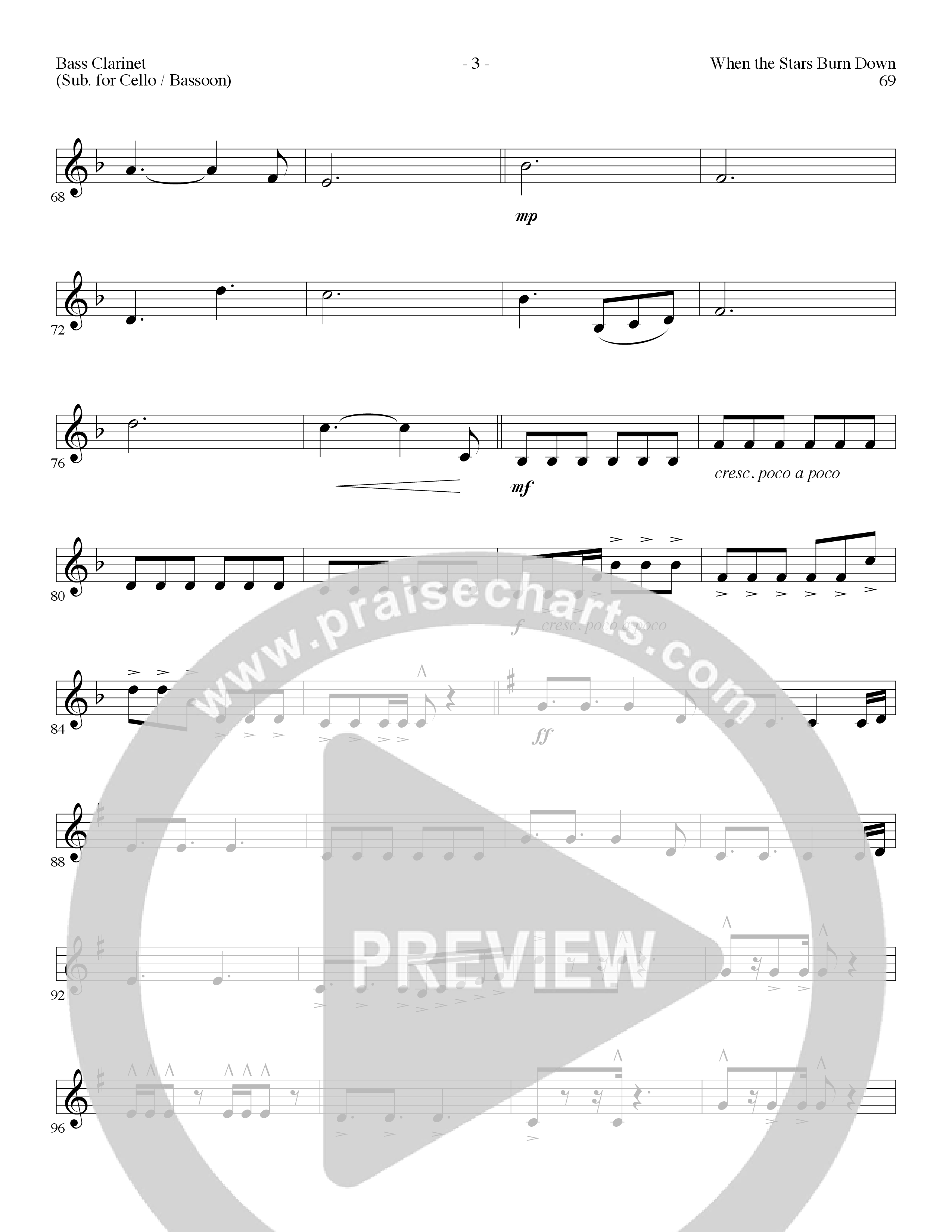 When The Stars Burn Down (Choral Anthem SATB) Bass Clarinet (Lillenas Choral / Arr. Gary Rhodes)