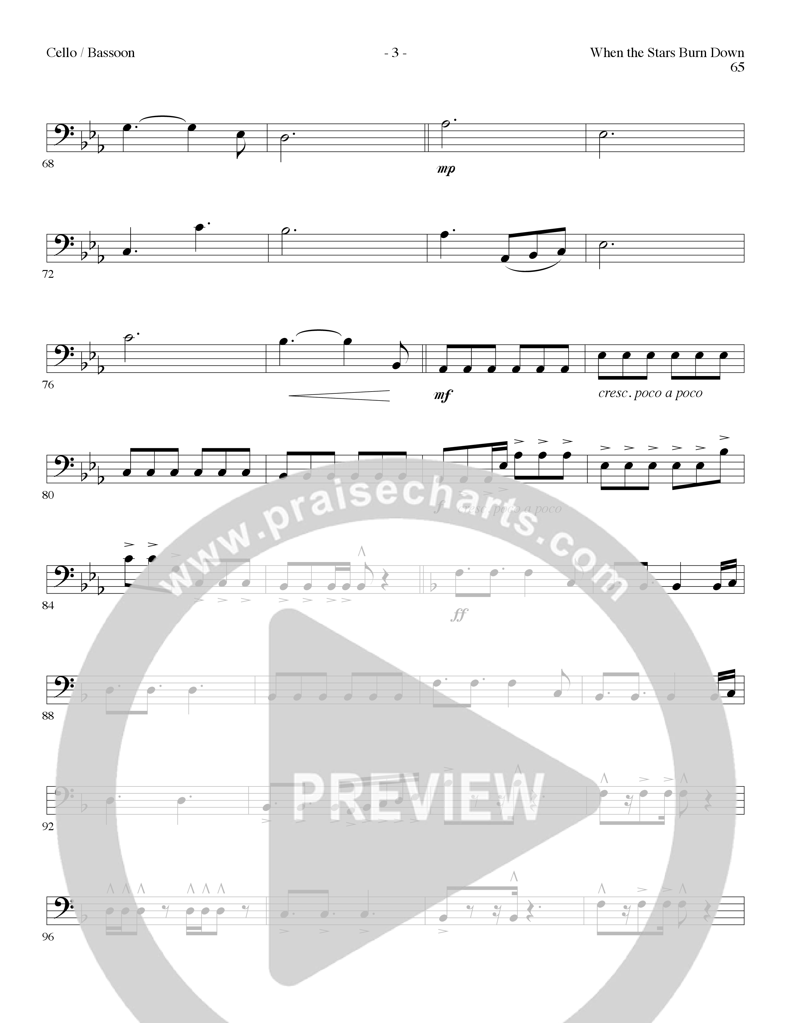 When The Stars Burn Down (Choral Anthem SATB) Cello (Lillenas Choral / Arr. Gary Rhodes)