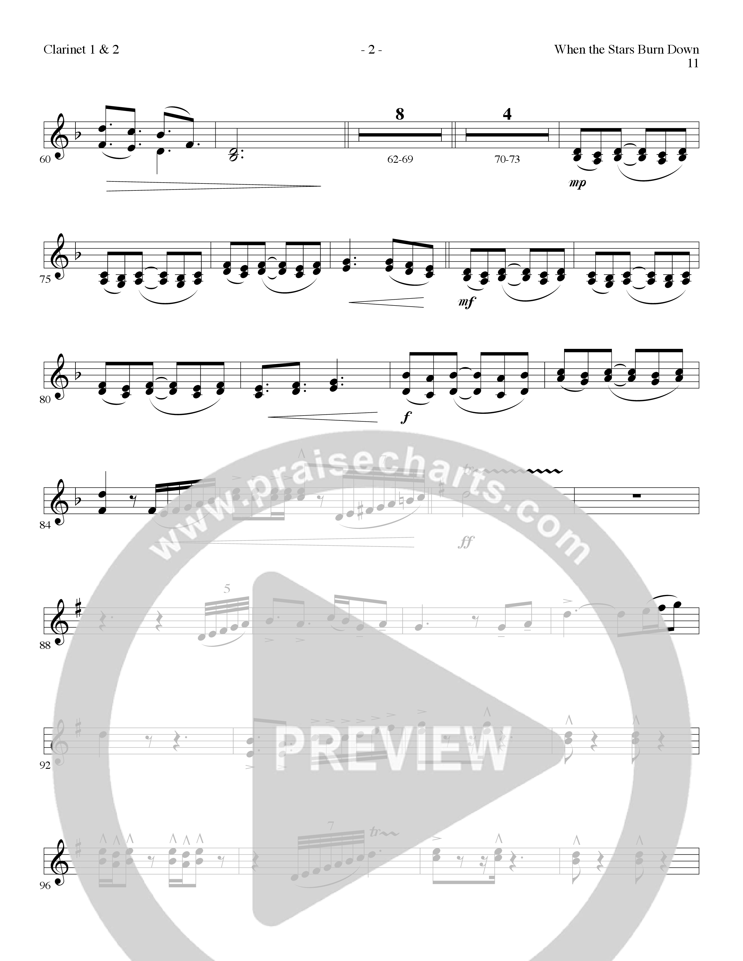 When The Stars Burn Down (Choral Anthem SATB) Clarinet 1/2 (Lillenas Choral / Arr. Gary Rhodes)
