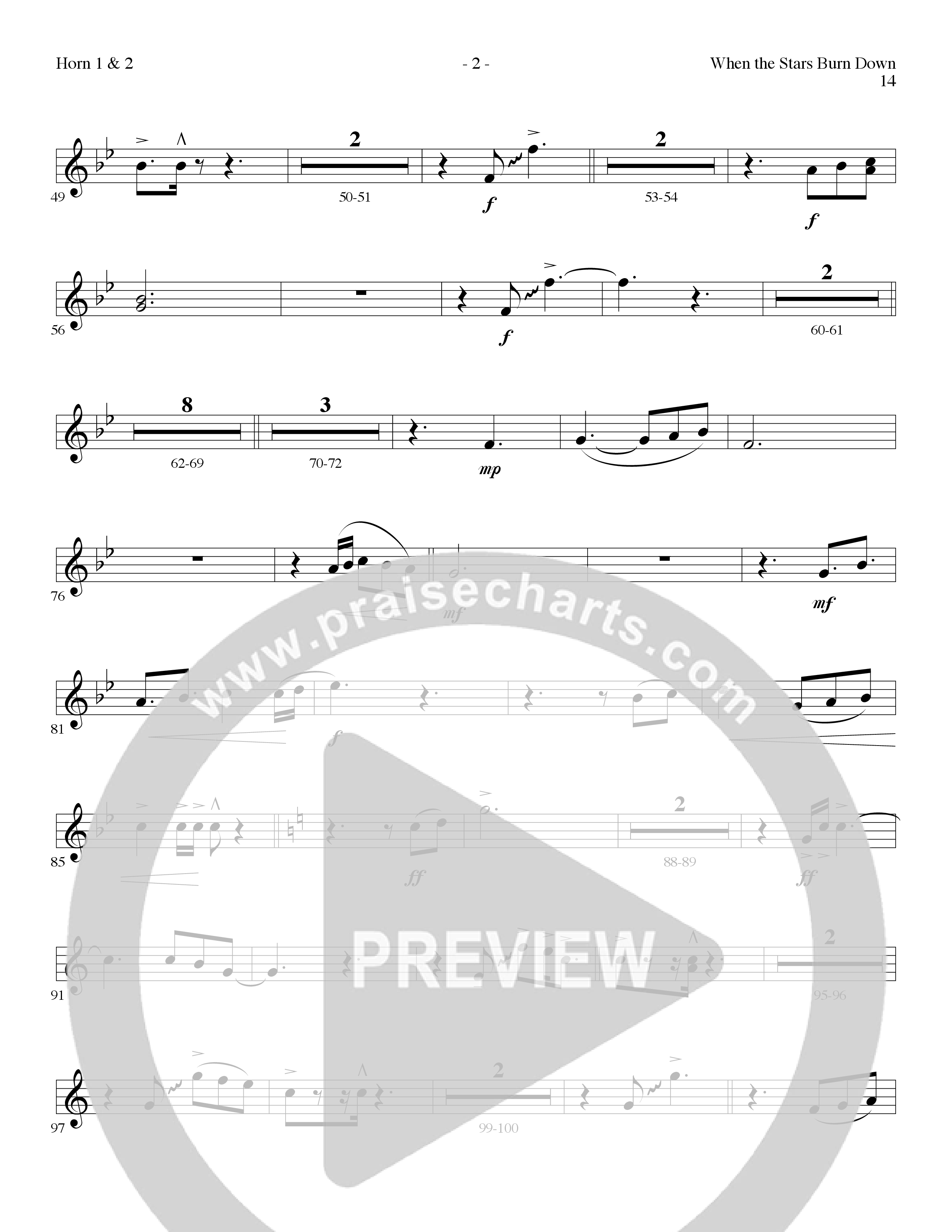 When The Stars Burn Down (Choral Anthem SATB) French Horn 1/2 (Lillenas Choral / Arr. Gary Rhodes)