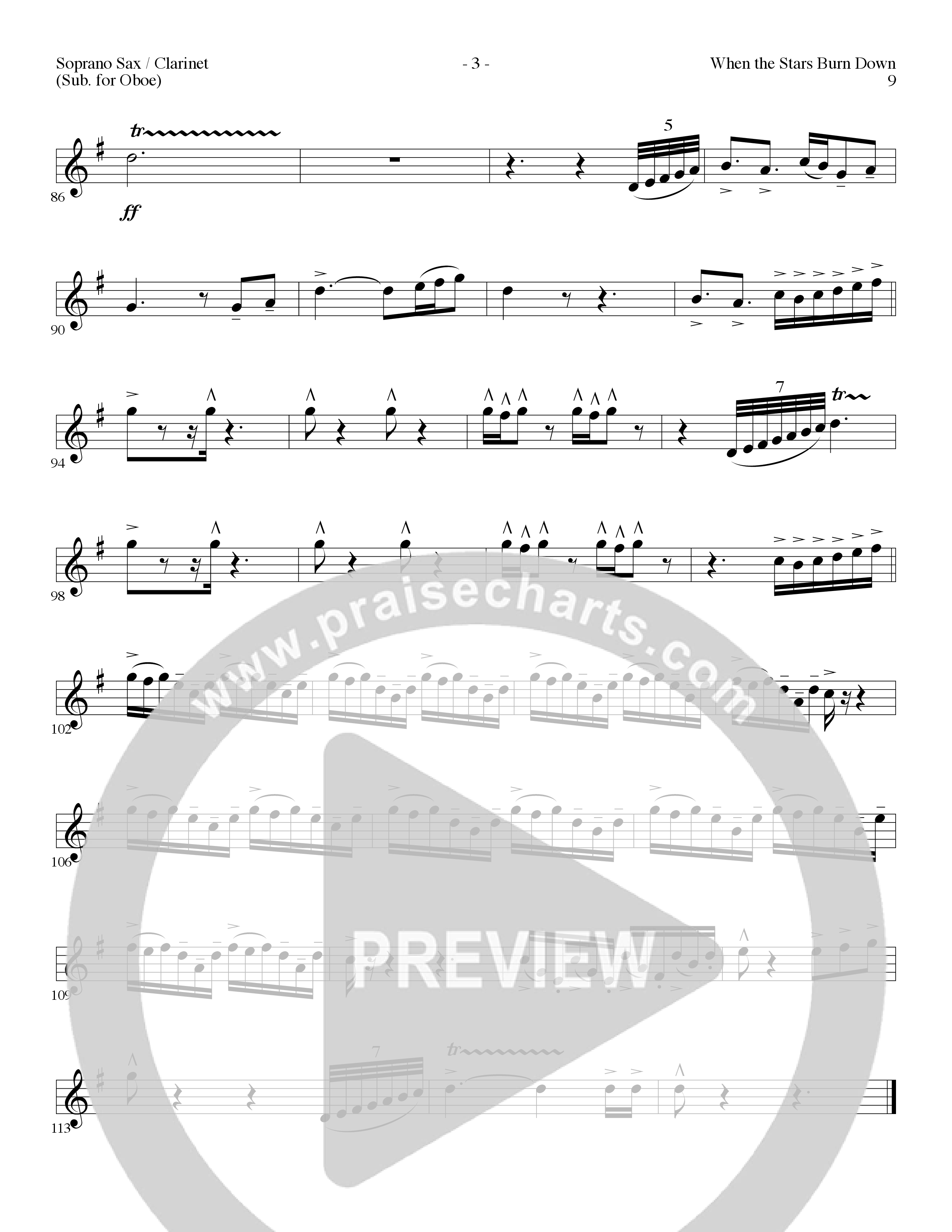 When The Stars Burn Down (Choral Anthem SATB) Soprano Sax (Lillenas Choral / Arr. Gary Rhodes)