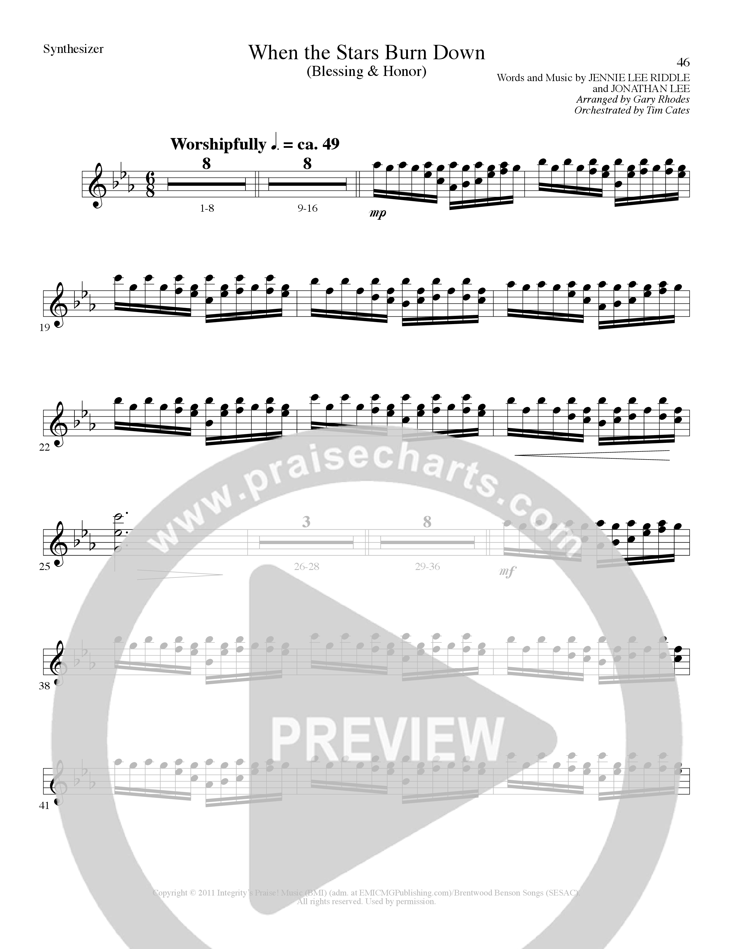 When The Stars Burn Down (Choral Anthem SATB) Synth (Lillenas Choral / Arr. Gary Rhodes)