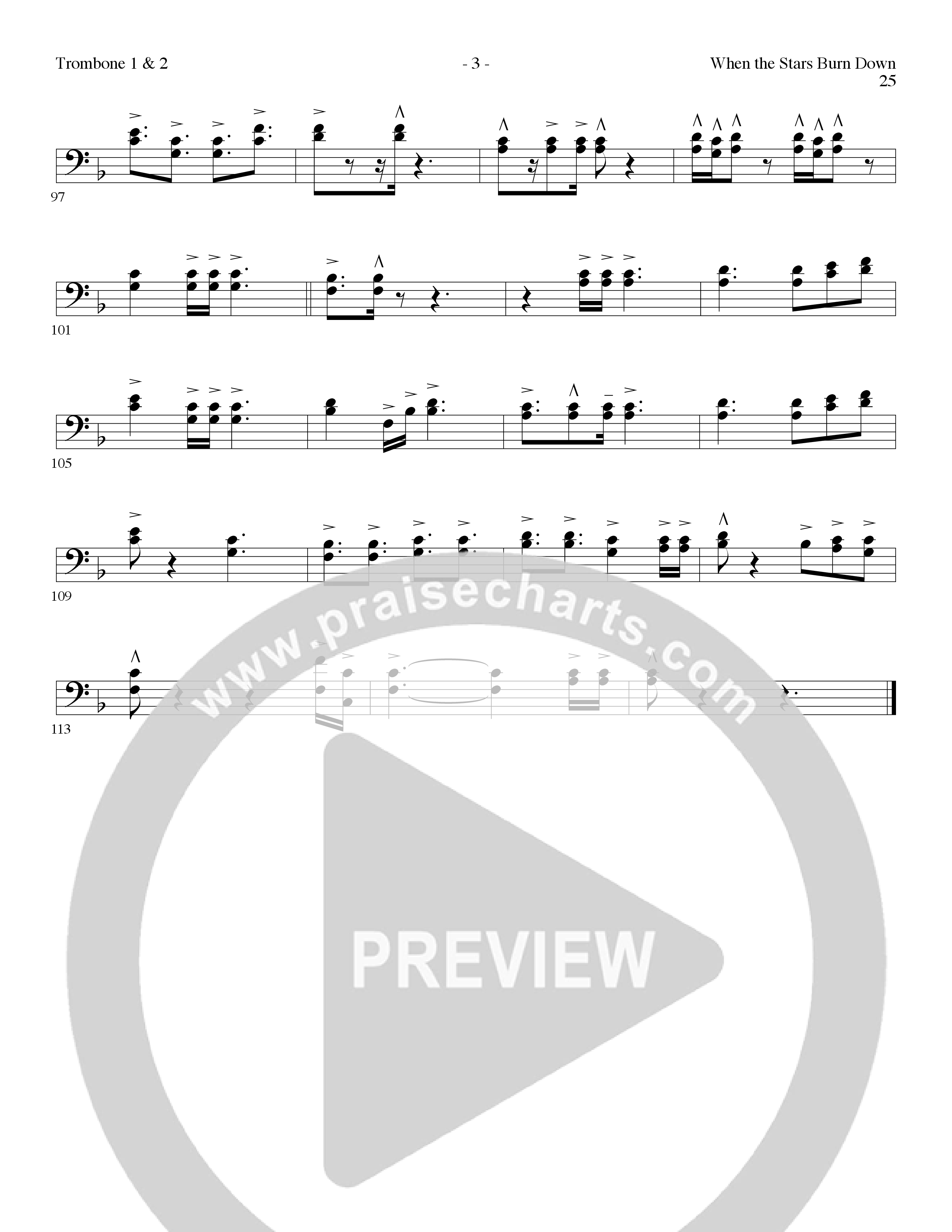 When The Stars Burn Down (Choral Anthem SATB) Trombone 1/2 (Lillenas Choral / Arr. Gary Rhodes)