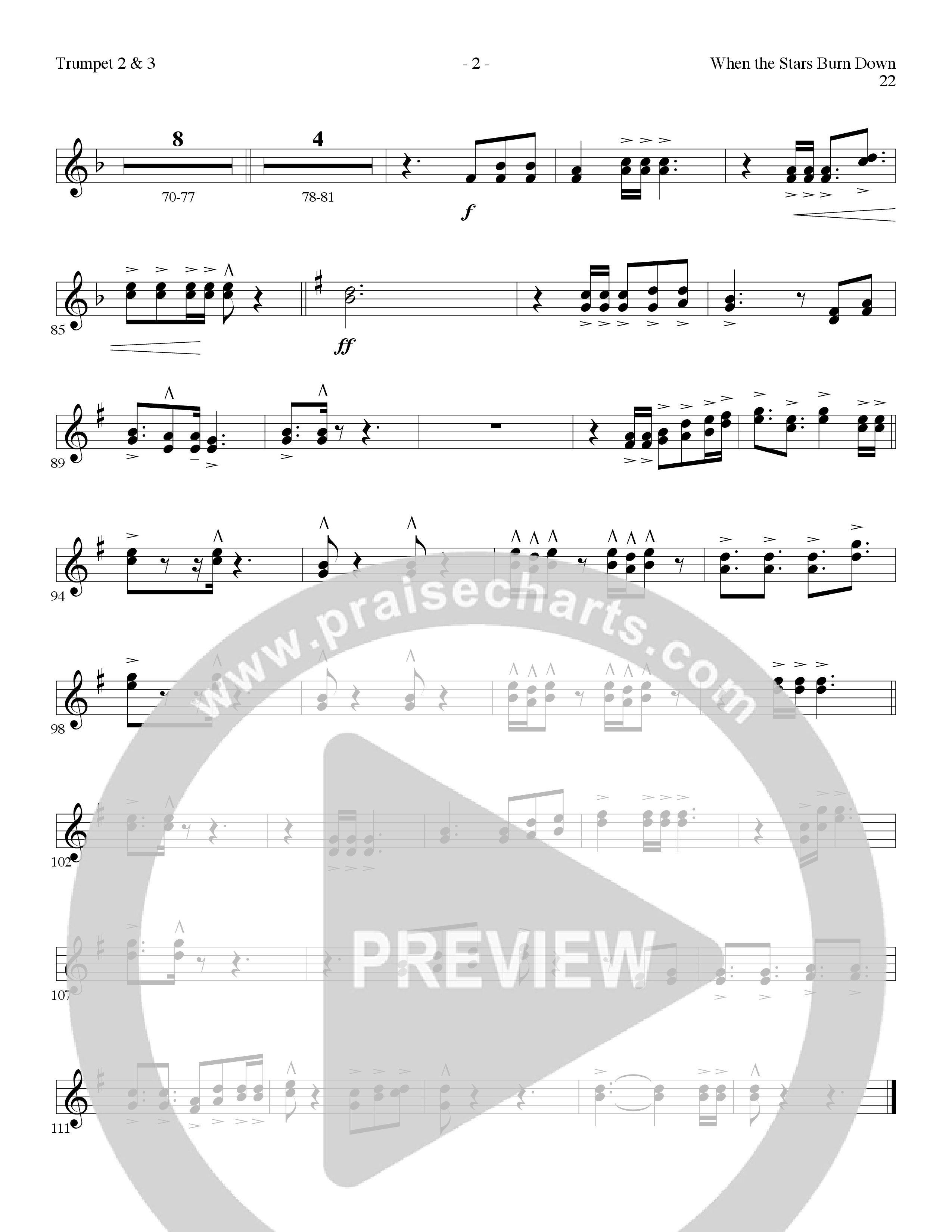 When The Stars Burn Down (Choral Anthem SATB) Trumpet 2/3 (Lillenas Choral / Arr. Gary Rhodes)