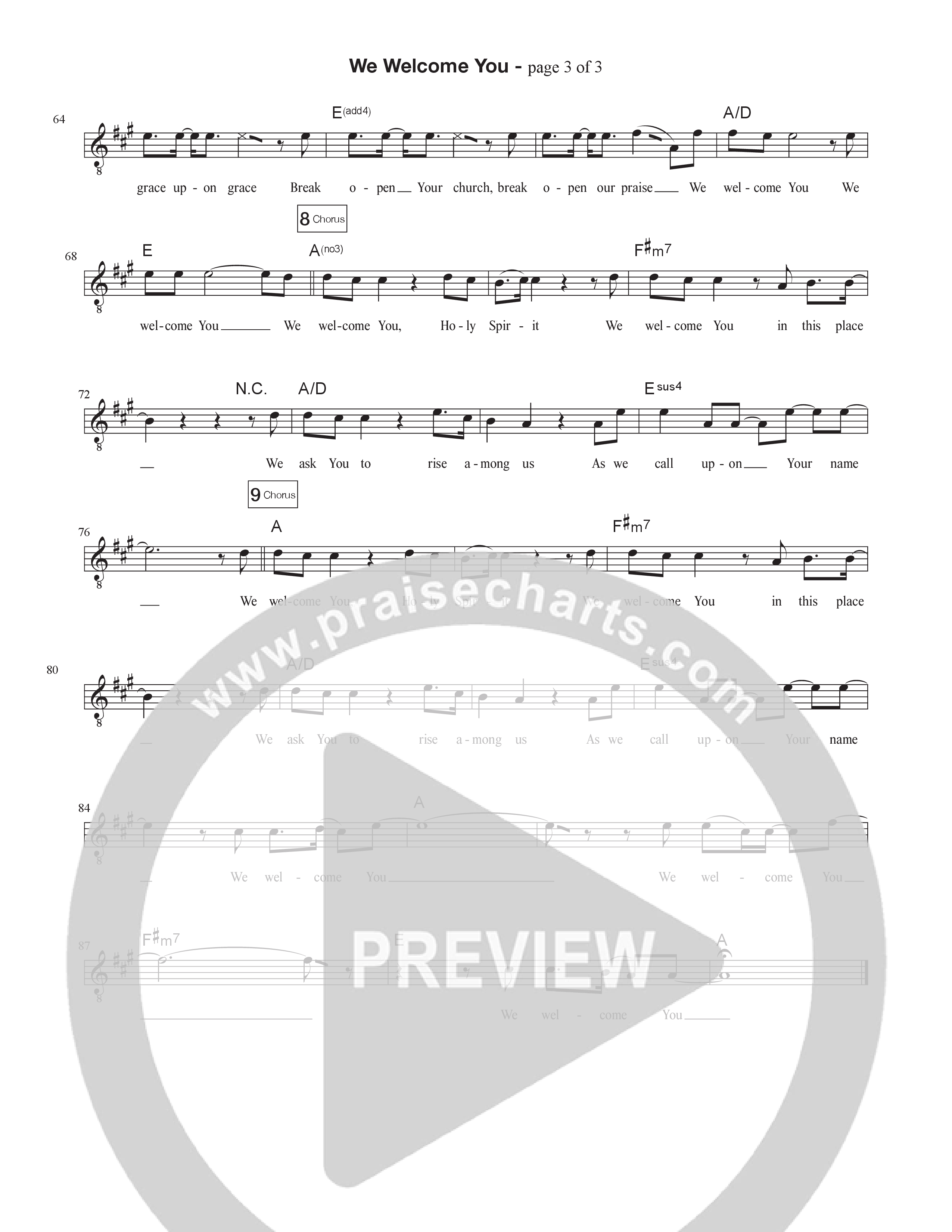 We Welcome You (Holy Spirit) Lead Sheet Melody (Liberty Live Worship)