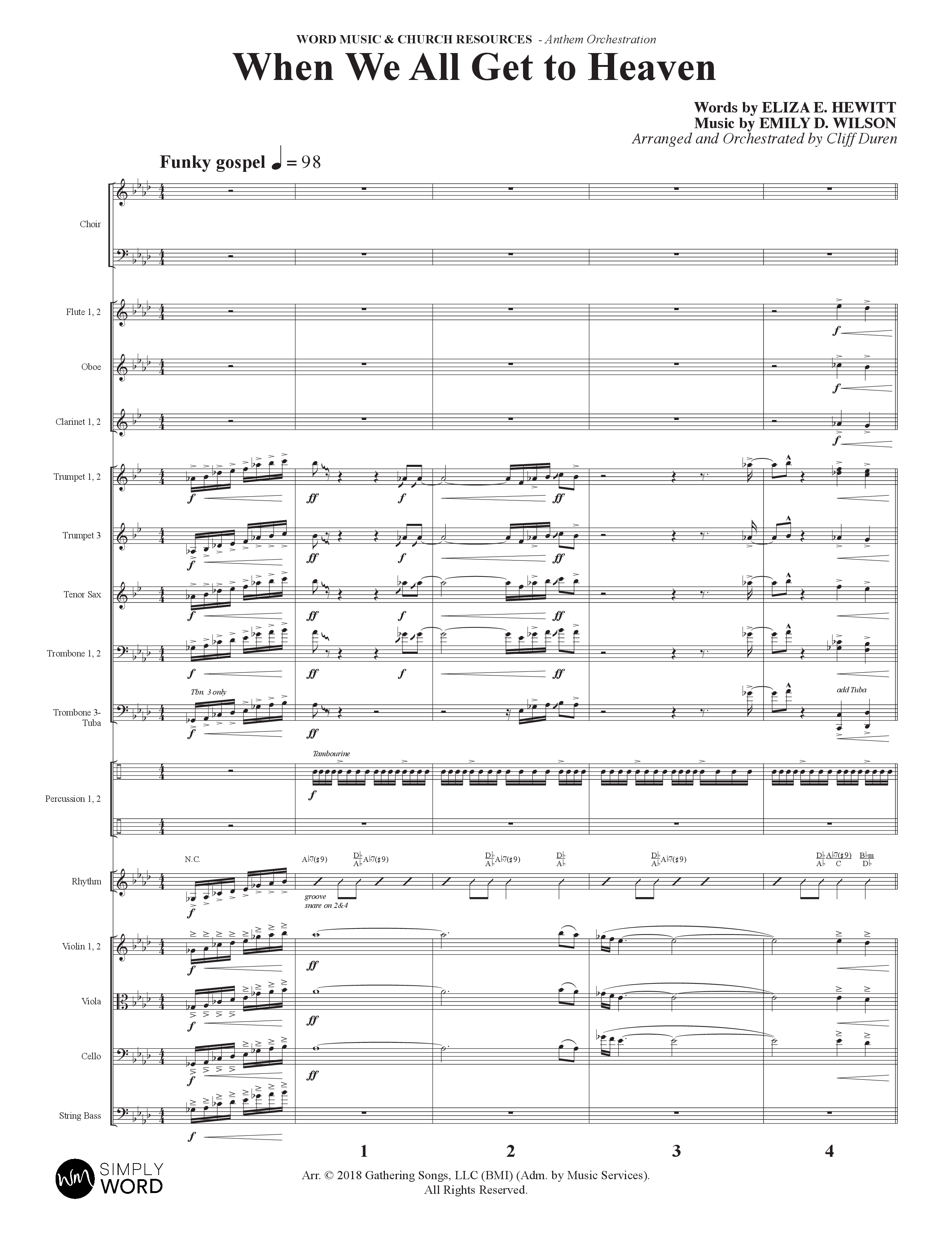 When We All Get To Heaven (Choral Anthem SATB) Orchestration (Word Music Choral / Arr. Cliff Duren)