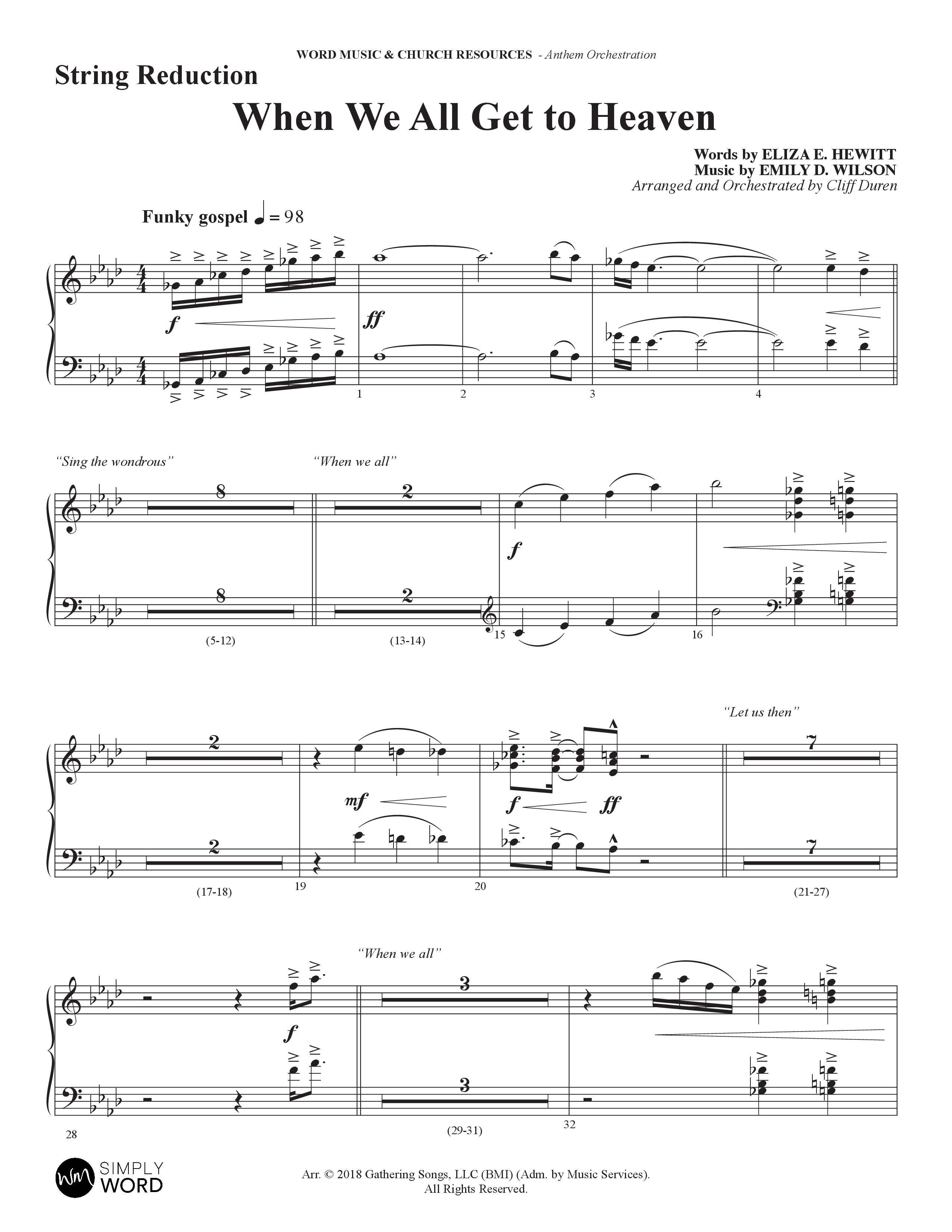 When We All Get To Heaven (Choral Anthem SATB) String Reduction (Word Music Choral / Arr. Cliff Duren)