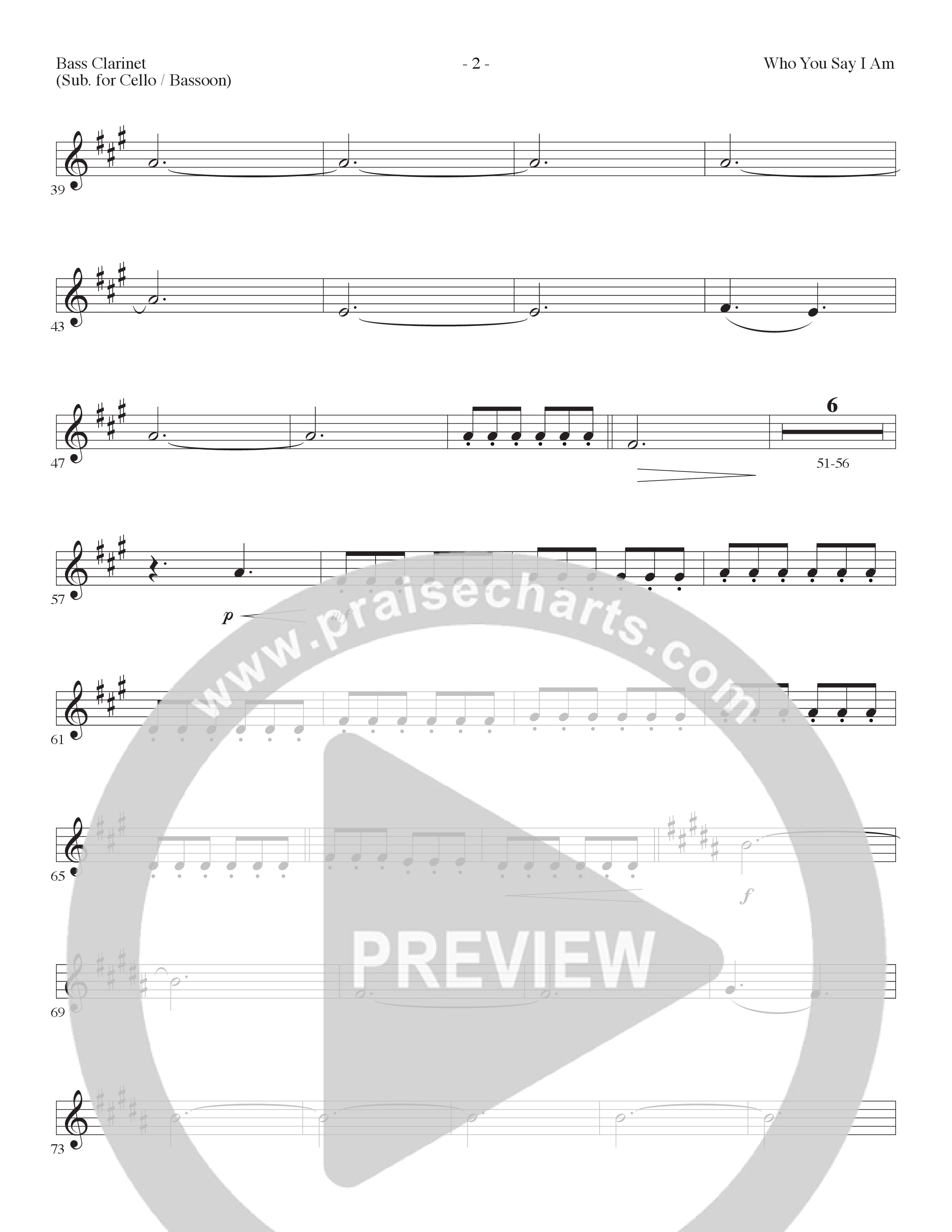 Who You Say I Am (Choral Anthem SATB) Bass Clarinet (Lillenas Choral / Arr. Dave Clark / Orch. Nick Robertson)