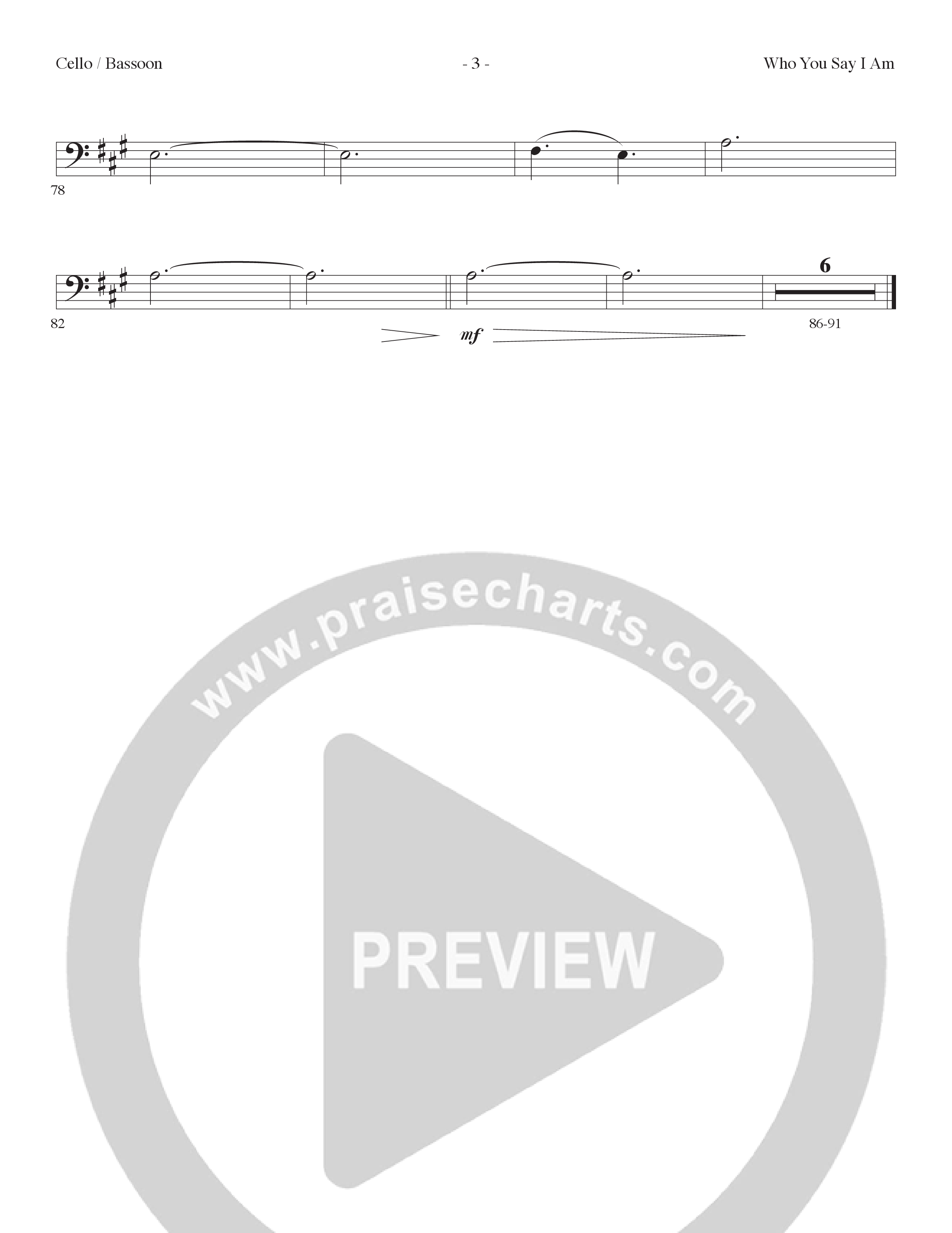 Who You Say I Am (Choral Anthem SATB) Cello (Lillenas Choral / Arr. Dave Clark / Orch. Nick Robertson)