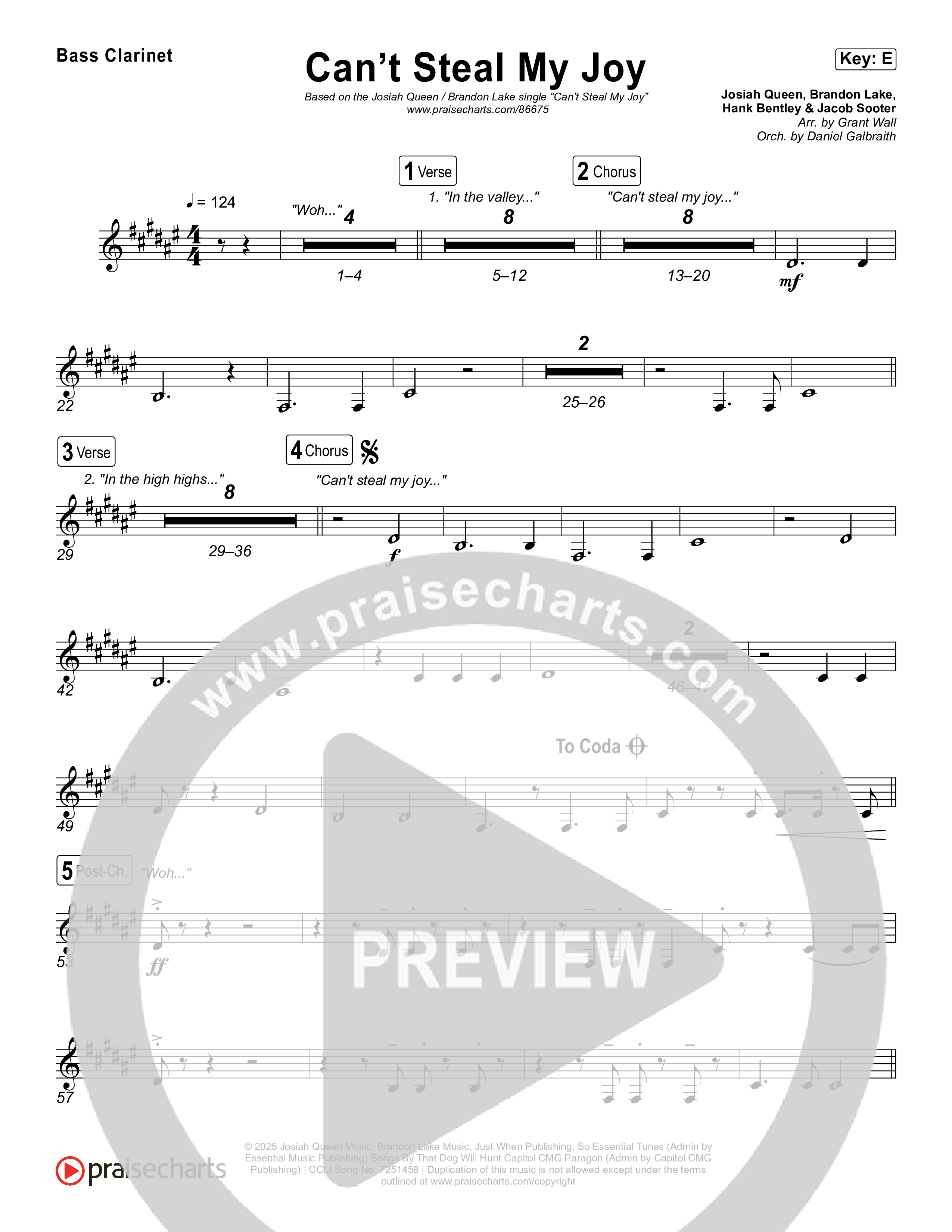 Can't Steal My Joy Bass Clarinet (Josiah Queen)