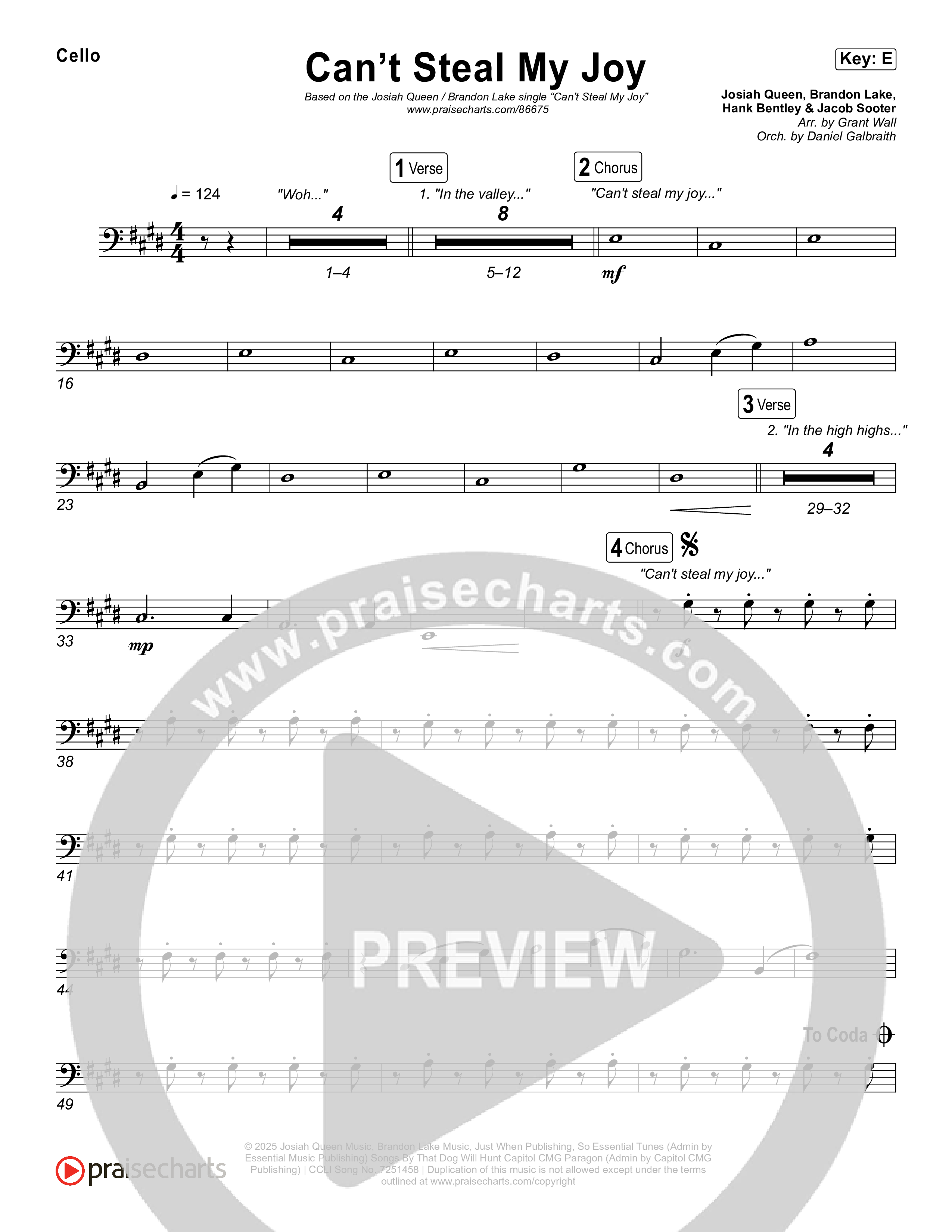 Can't Steal My Joy Cello (Josiah Queen)