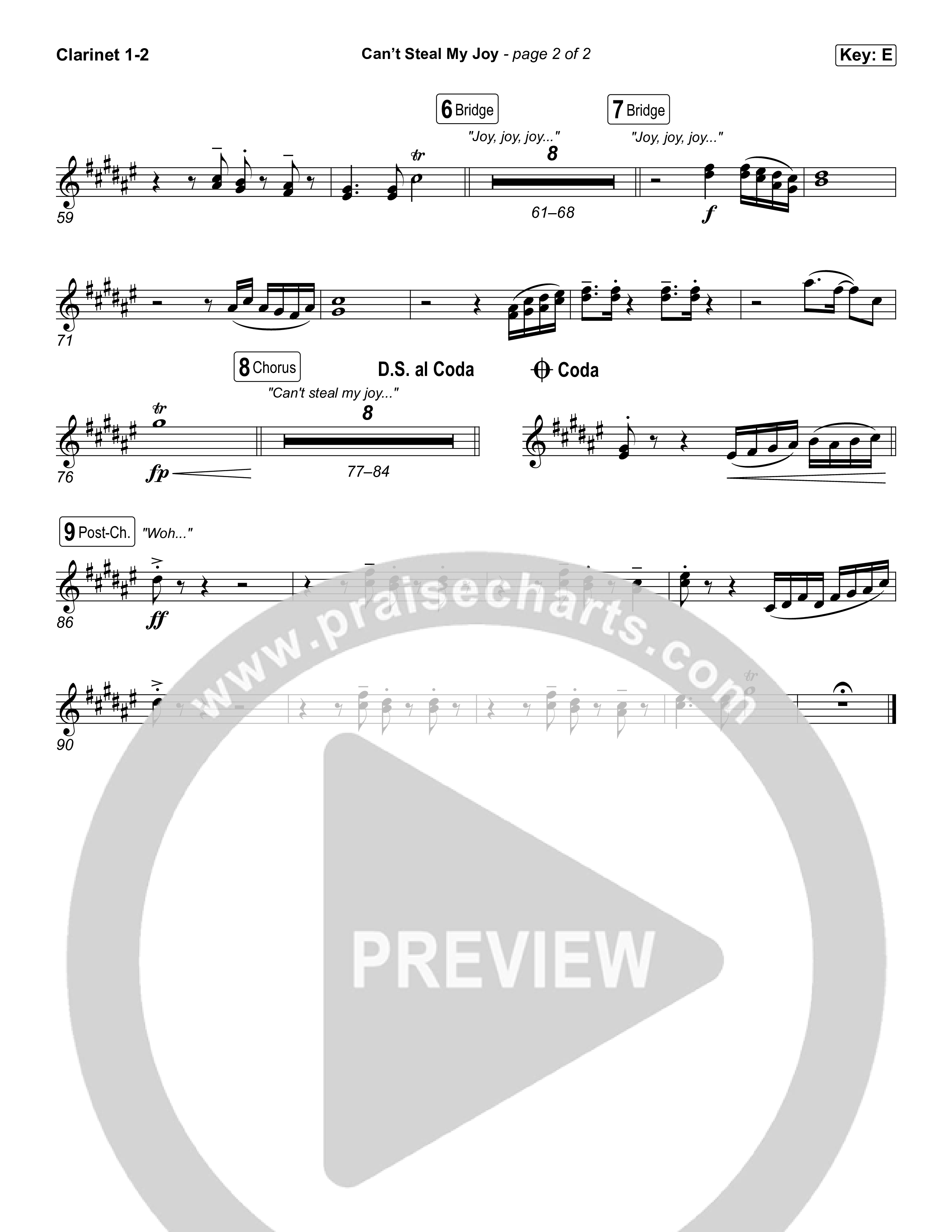 Can't Steal My Joy Clarinet 1/2 (Josiah Queen)