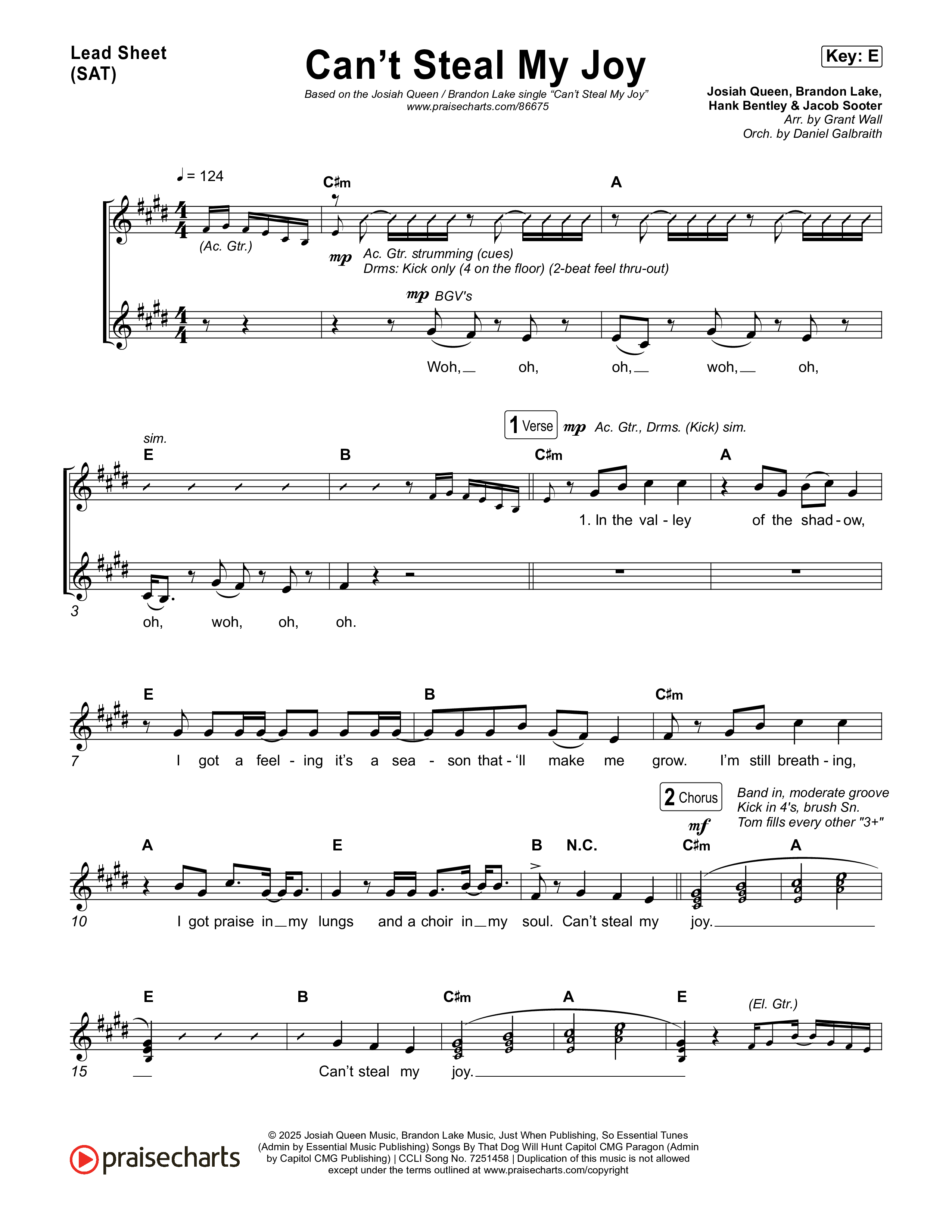 Can't Steal My Joy Lead Sheet (SAT) (Josiah Queen)