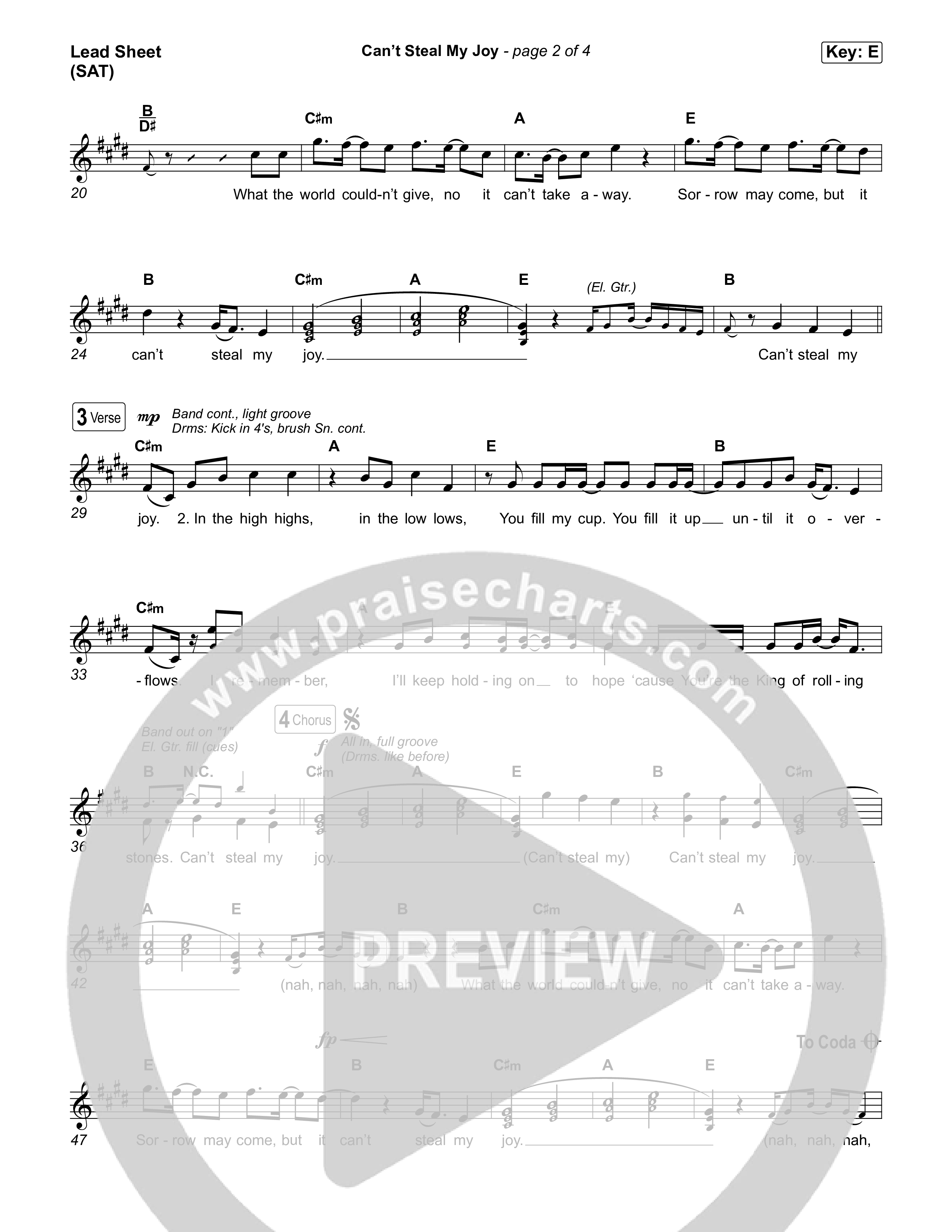 Can't Steal My Joy Lead Sheet (SAT) (Josiah Queen)