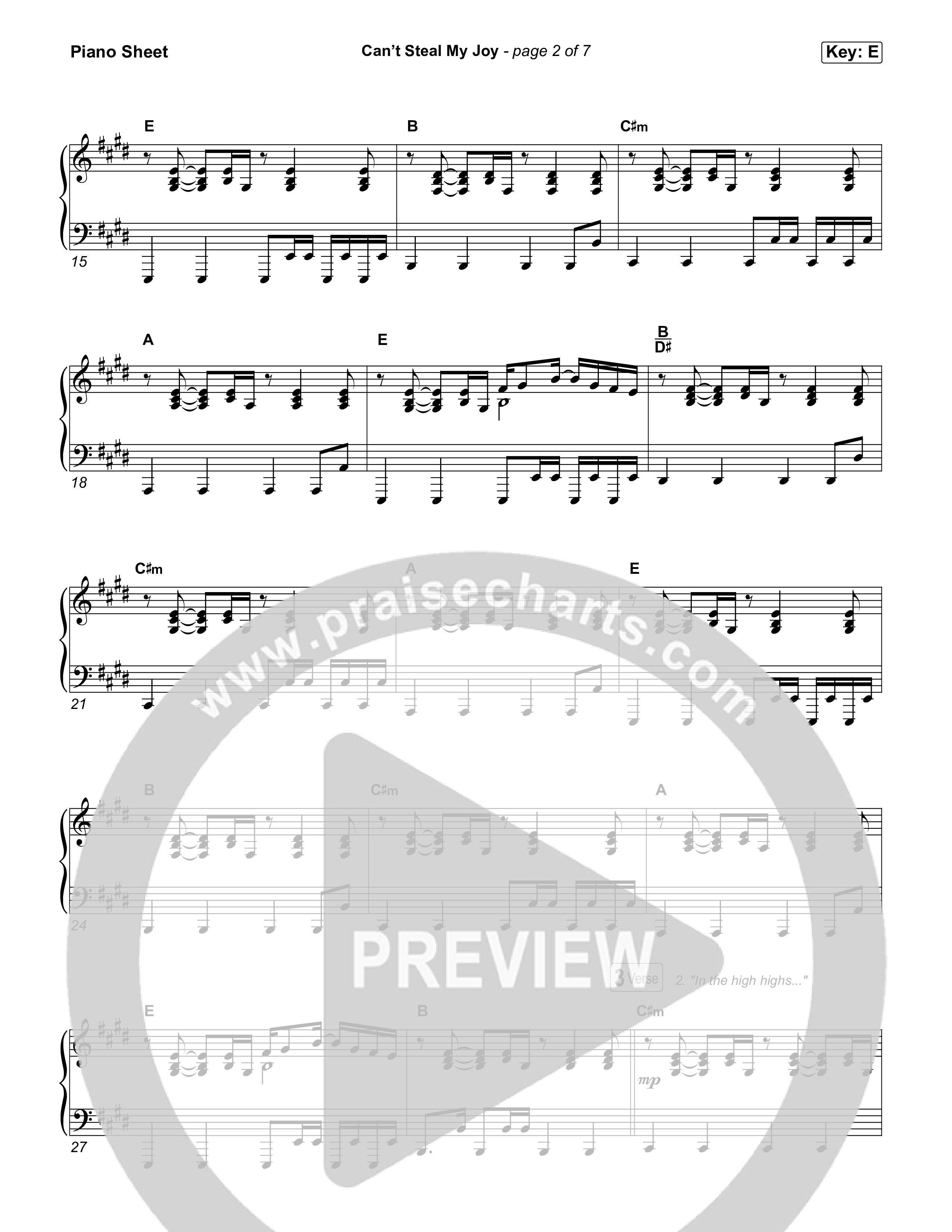 Can't Steal My Joy Piano Sheet (Josiah Queen)