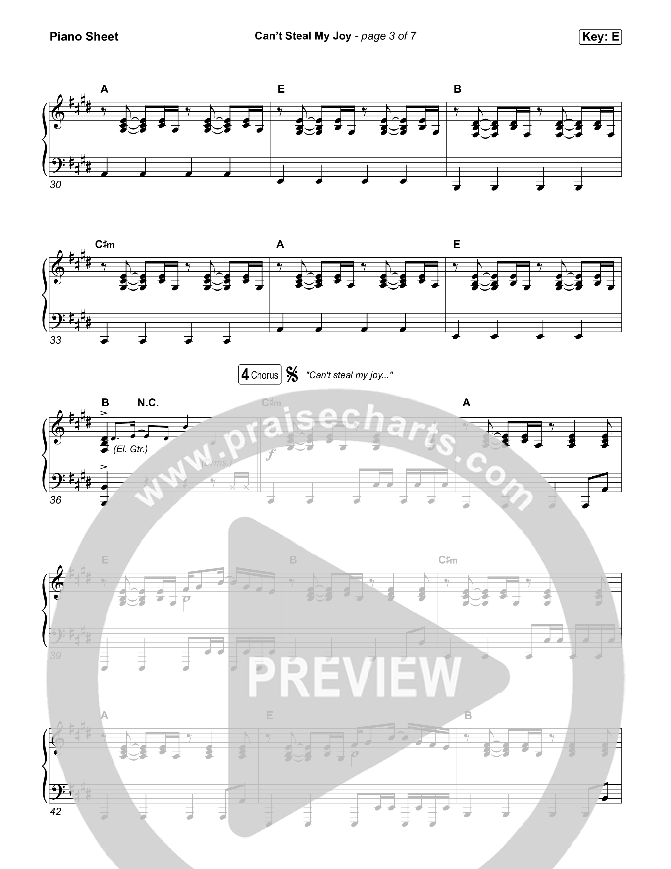 Can't Steal My Joy Piano Sheet (Josiah Queen)