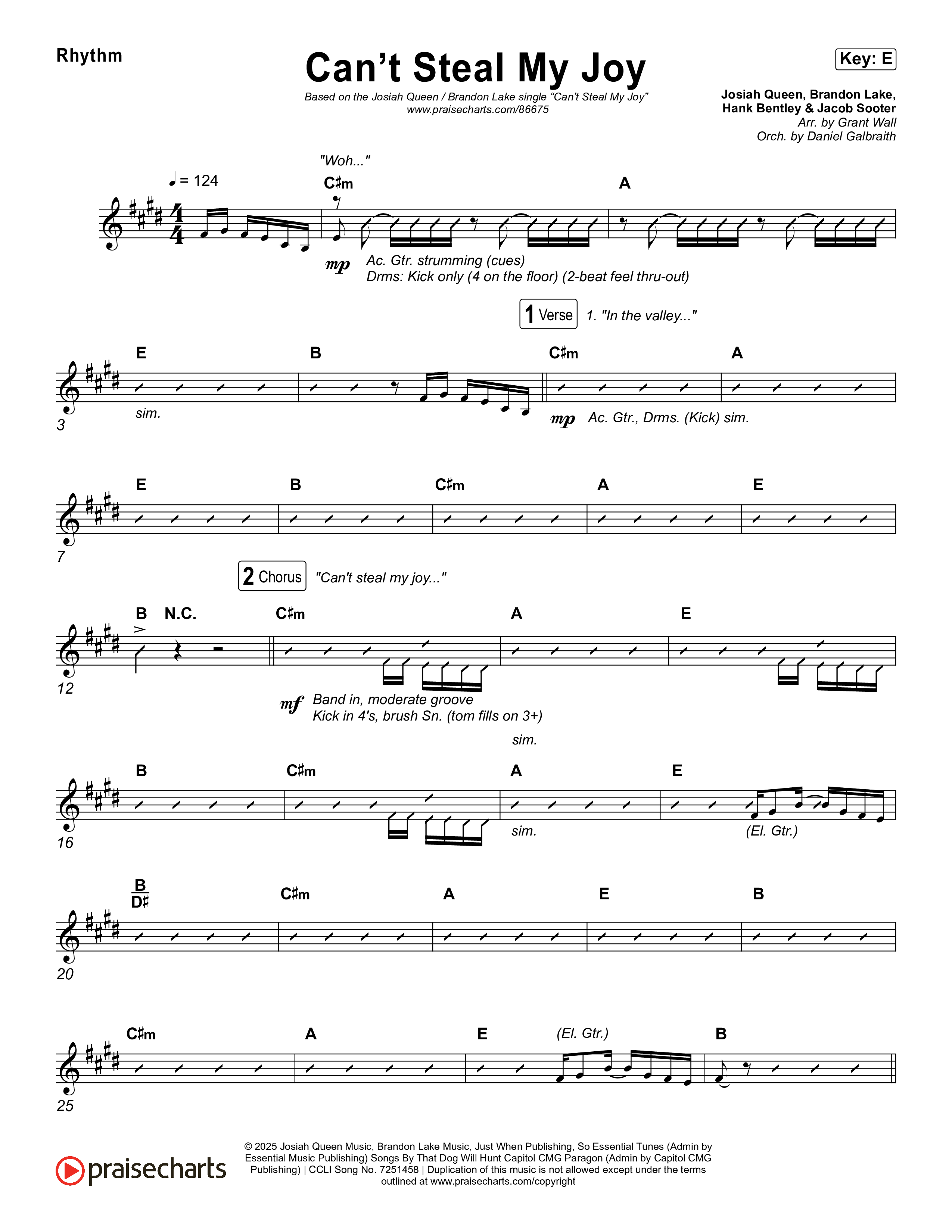 Can't Steal My Joy Rhythm Chart (Josiah Queen)