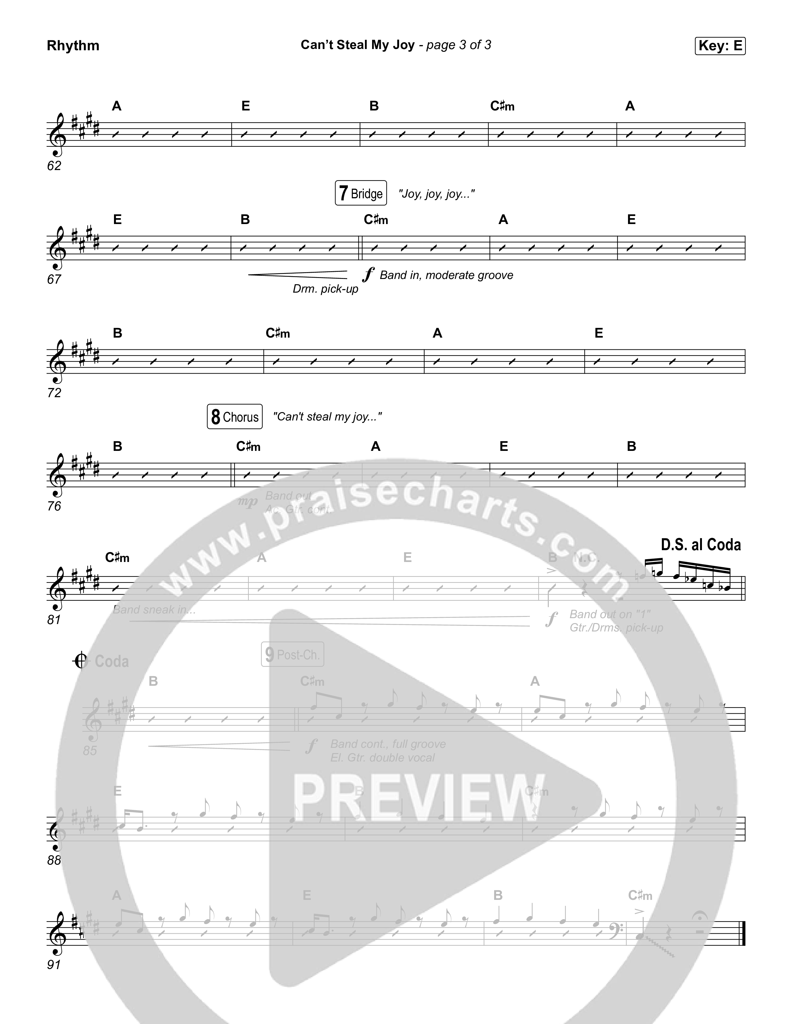 Can't Steal My Joy Rhythm Chart (Josiah Queen)