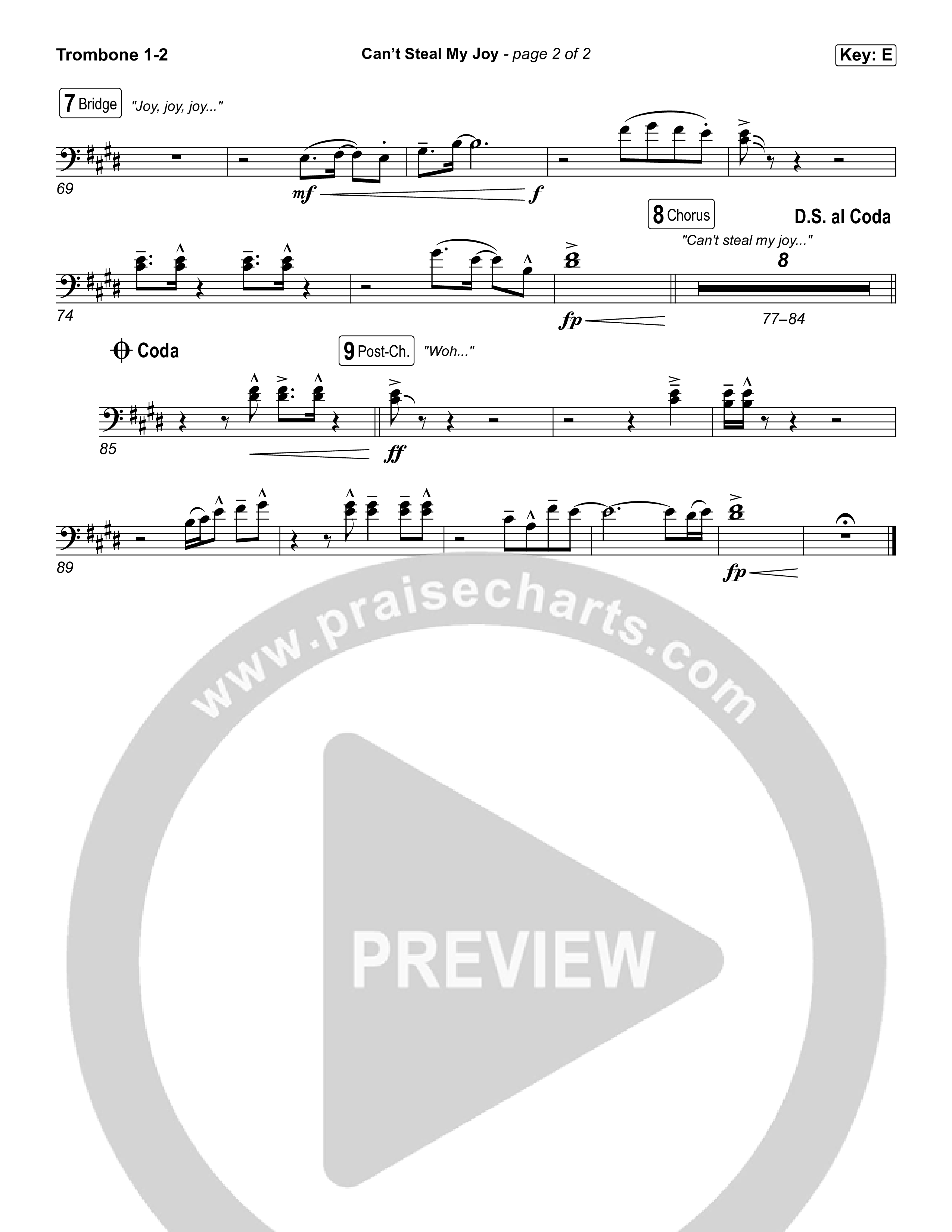 Can't Steal My Joy Trombone 1,2 (Josiah Queen)