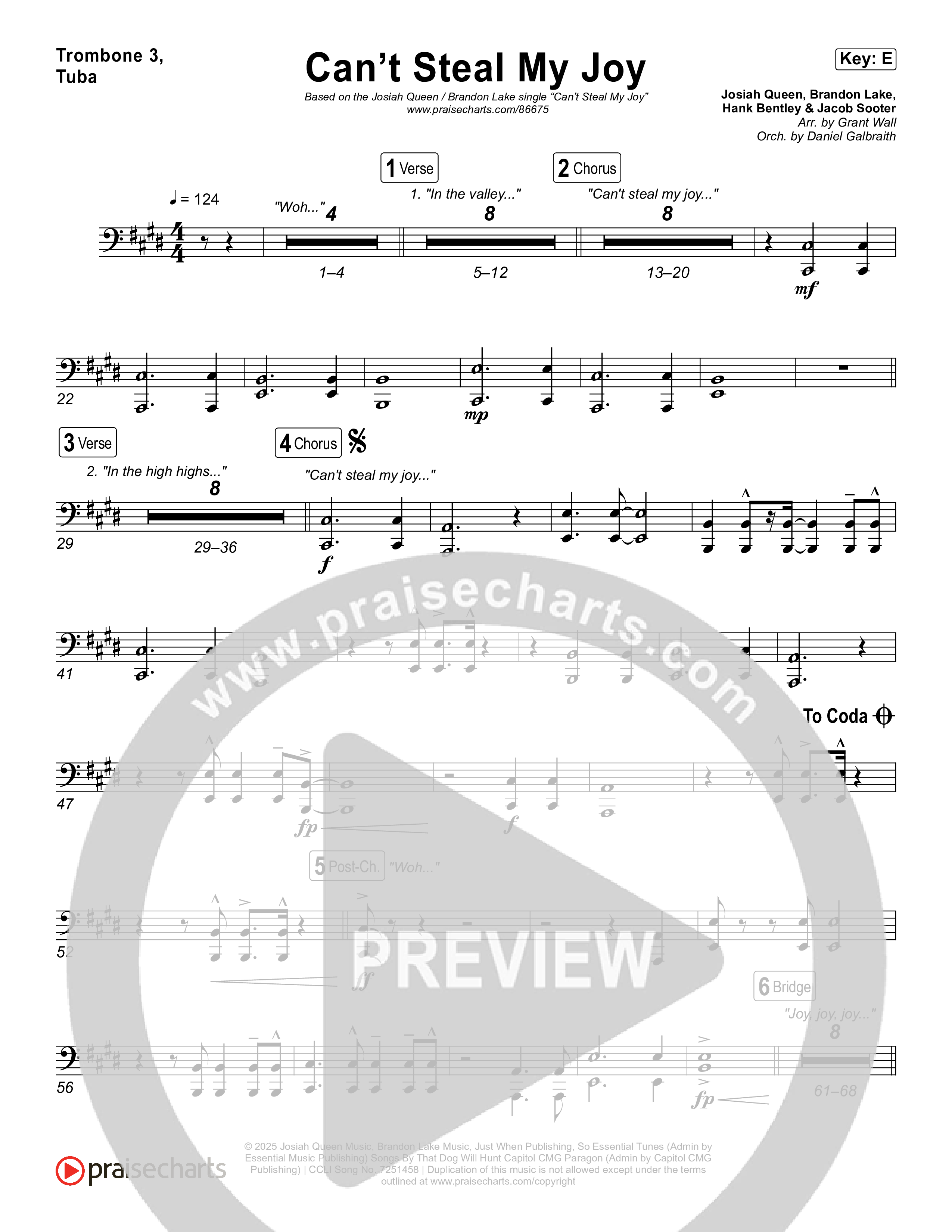 Can't Steal My Joy Trombone 1,2 (Josiah Queen)